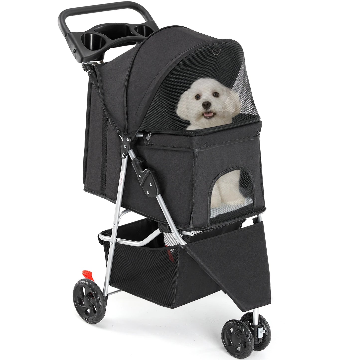 Three Wheel Foldable Pet Stroller For Small Dogs Cats