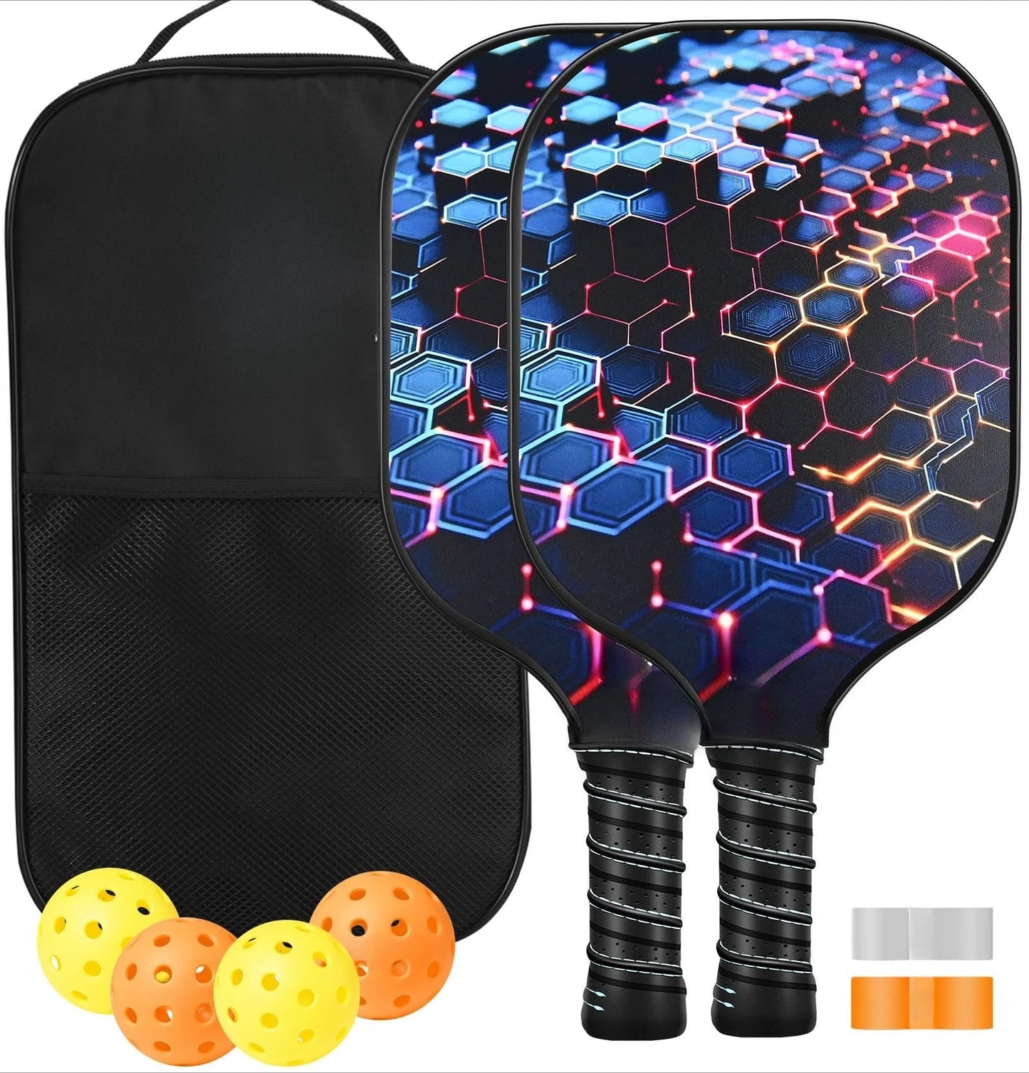 Lightweight Fiberglass Pickleball Paddle Set With Carry Bag