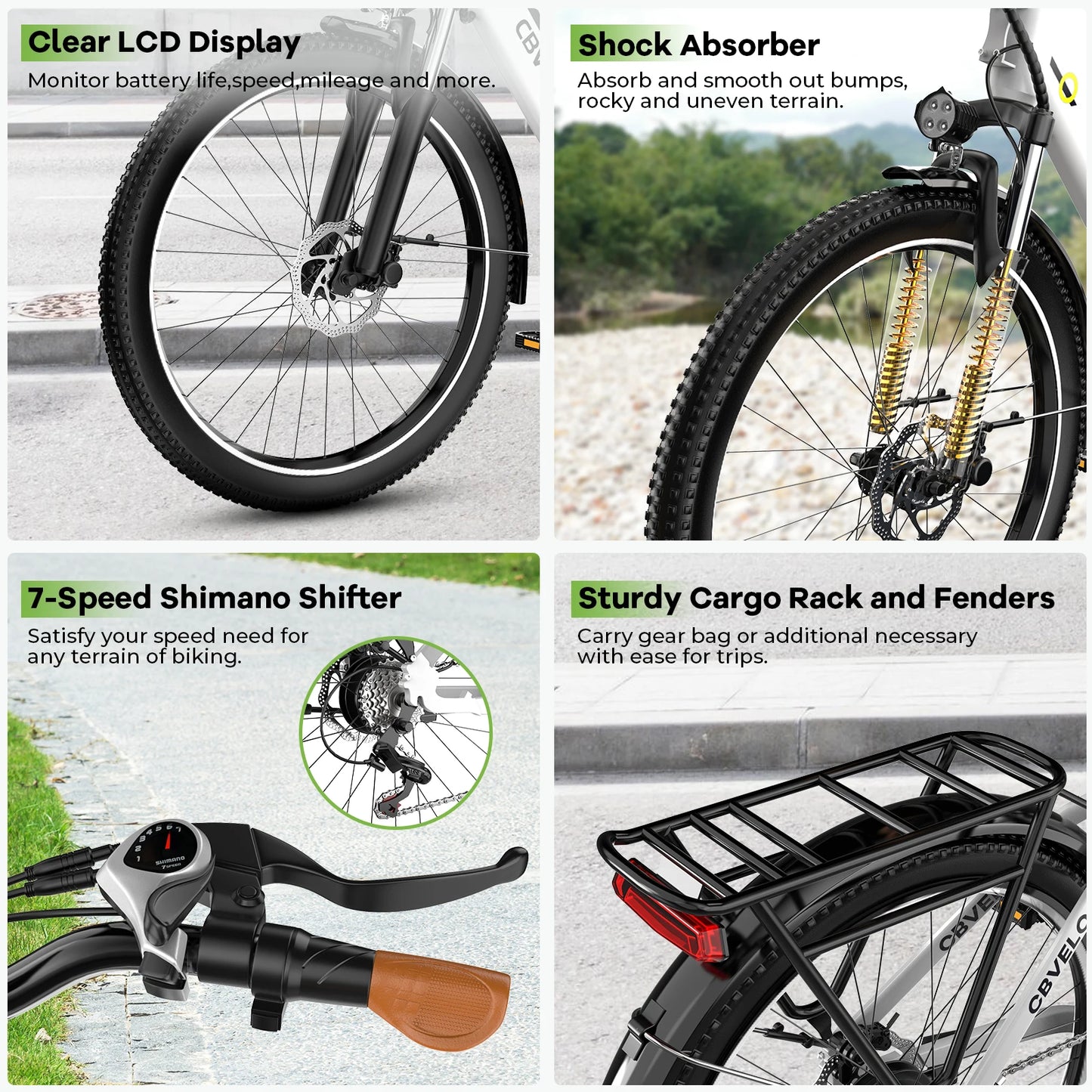 CYBERVELO Urban Commute Electric Bike EK2 48V 1000W Peak Motor