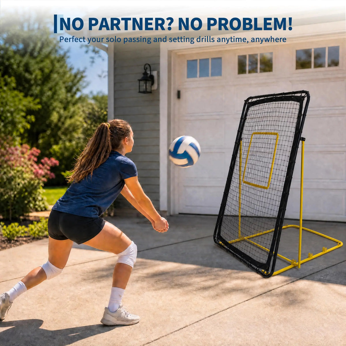 Adjustable Volleyball Rebounder Net for Passing, Serving, and Spiking Practice