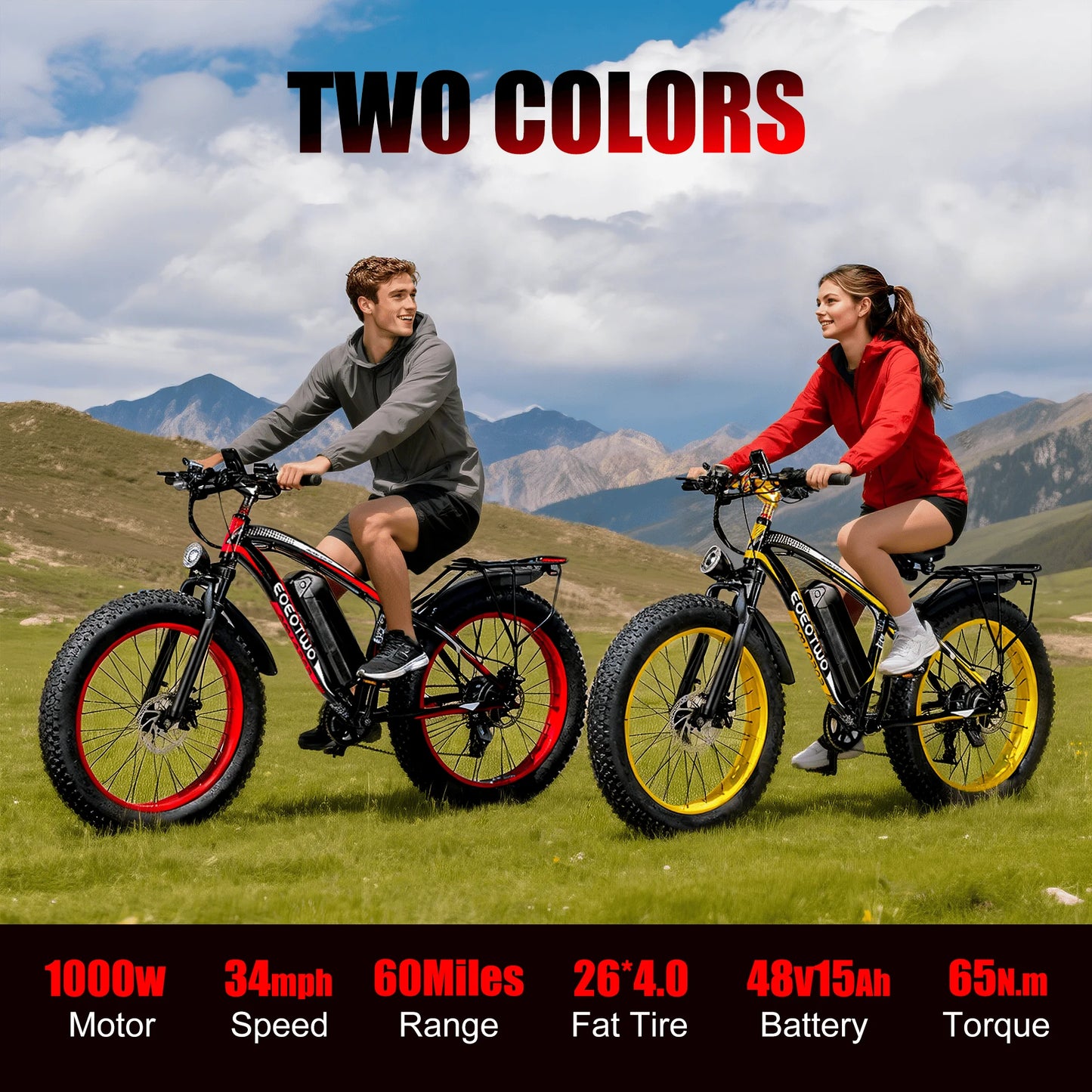 EOEOTWO E01 Electric Mountain Ebike 1500W Peak Motor UL2849 Certified