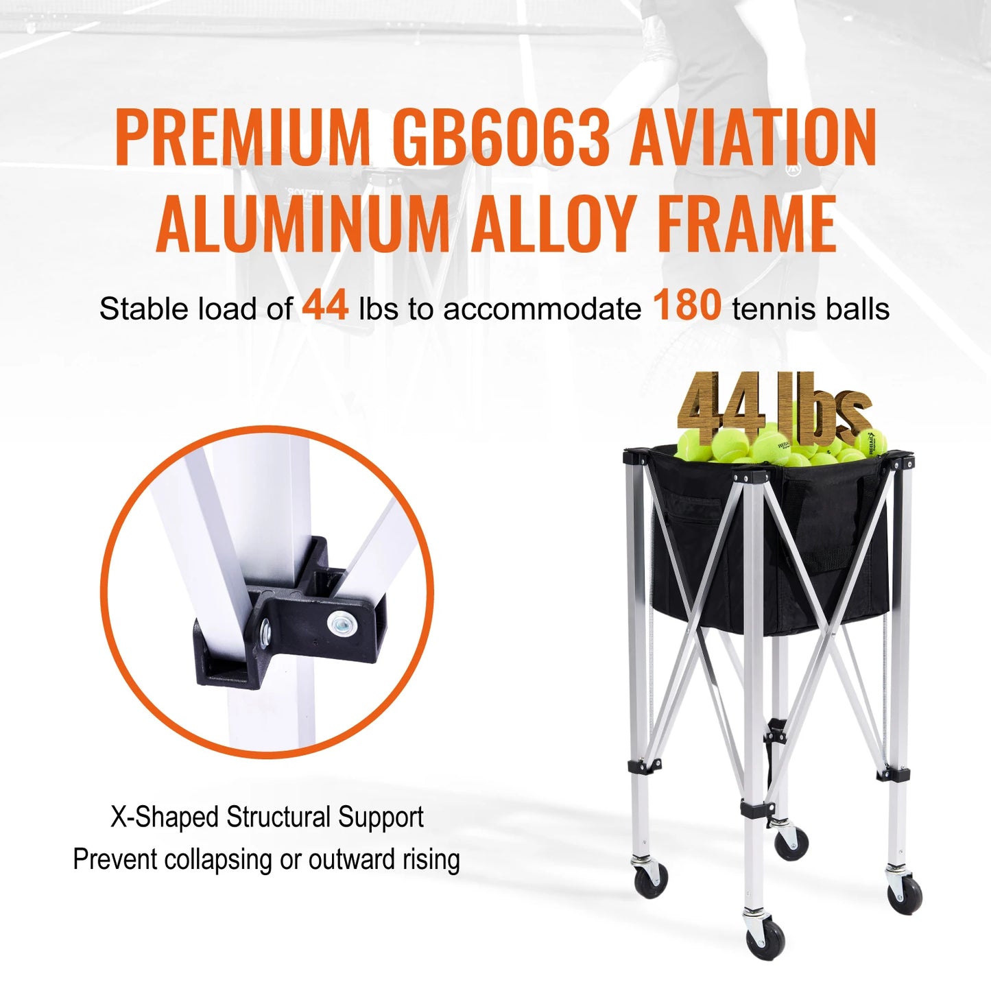 SucceBuy Foldable Tennis Ball Cart With Wheels For Sports Coaching