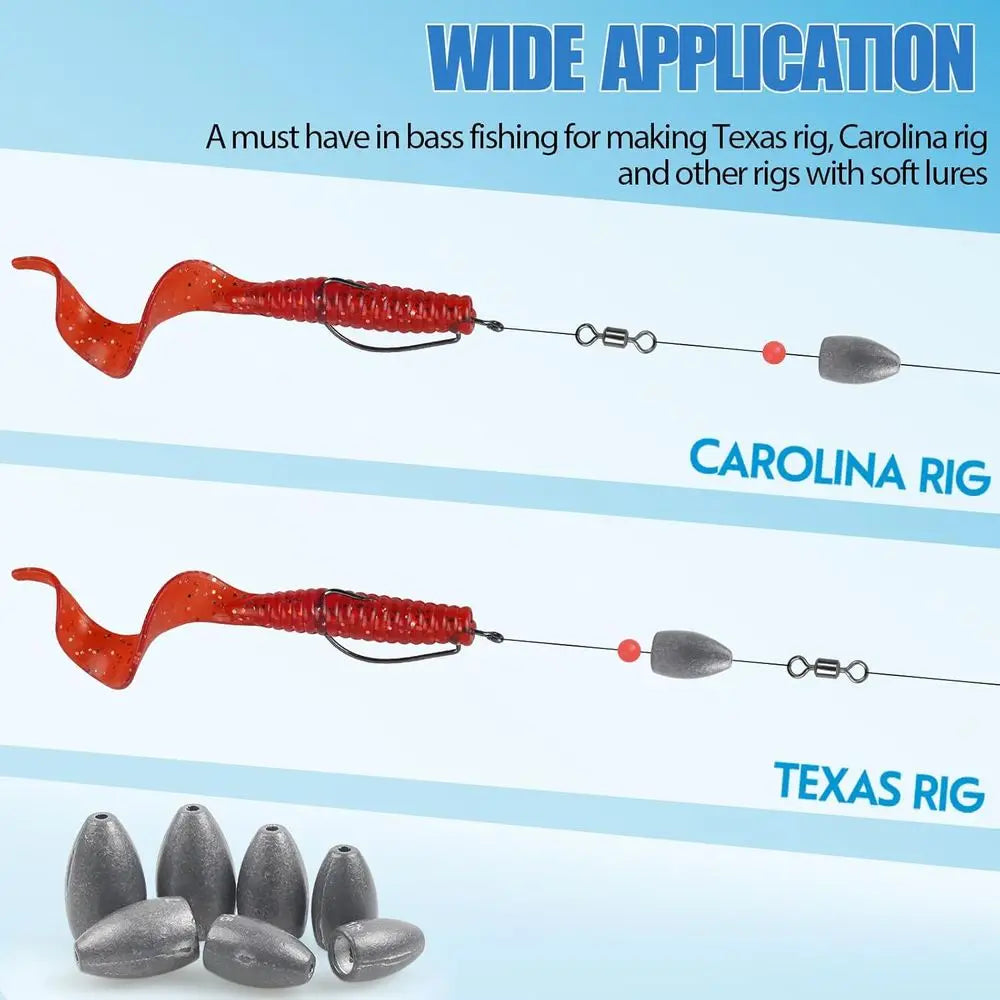 Bullet Style Fishing Sinkers Set For Freshwater And Saltwater Use
