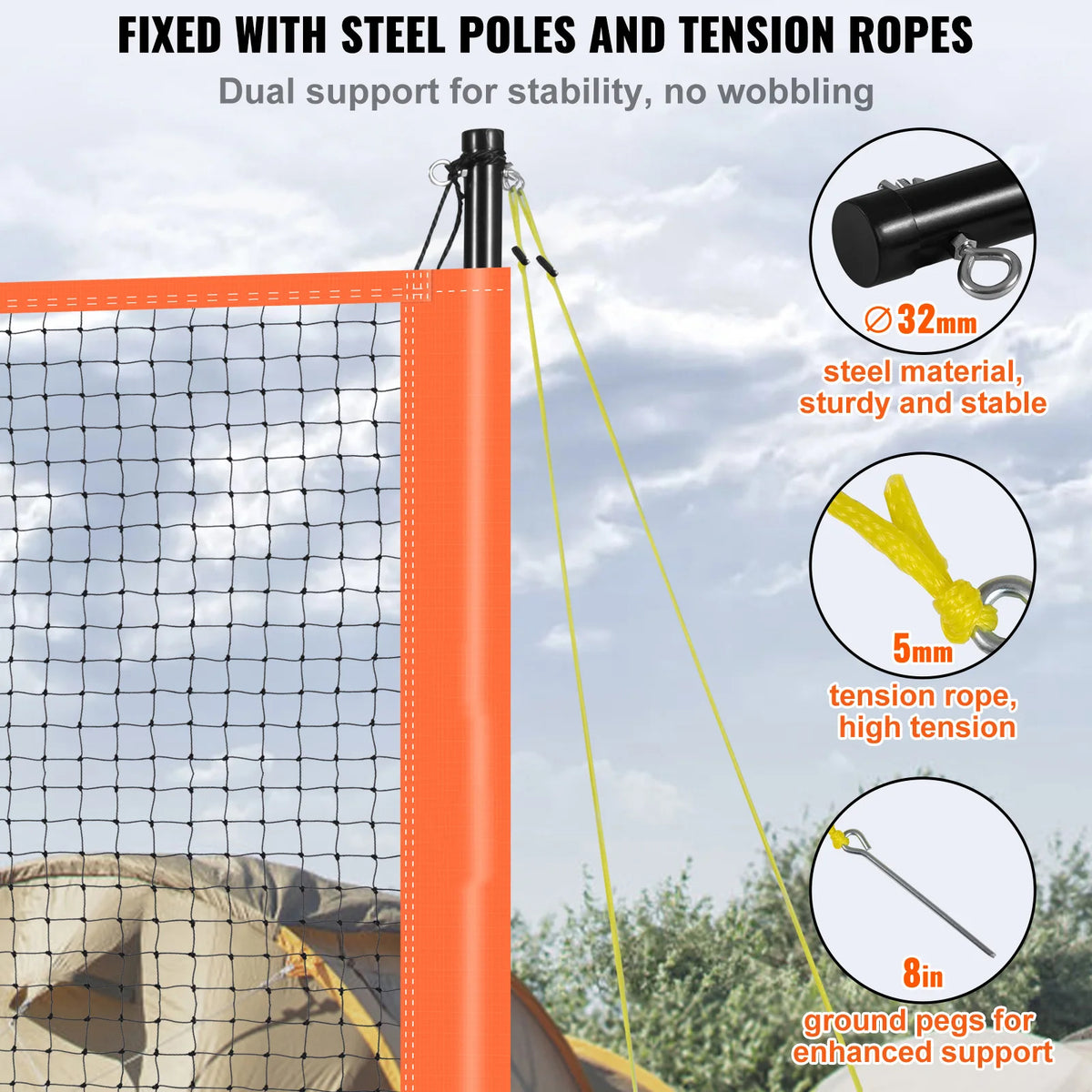 SucceBuy Portable Volleyball And Badminton Net Set With Carrying Bag