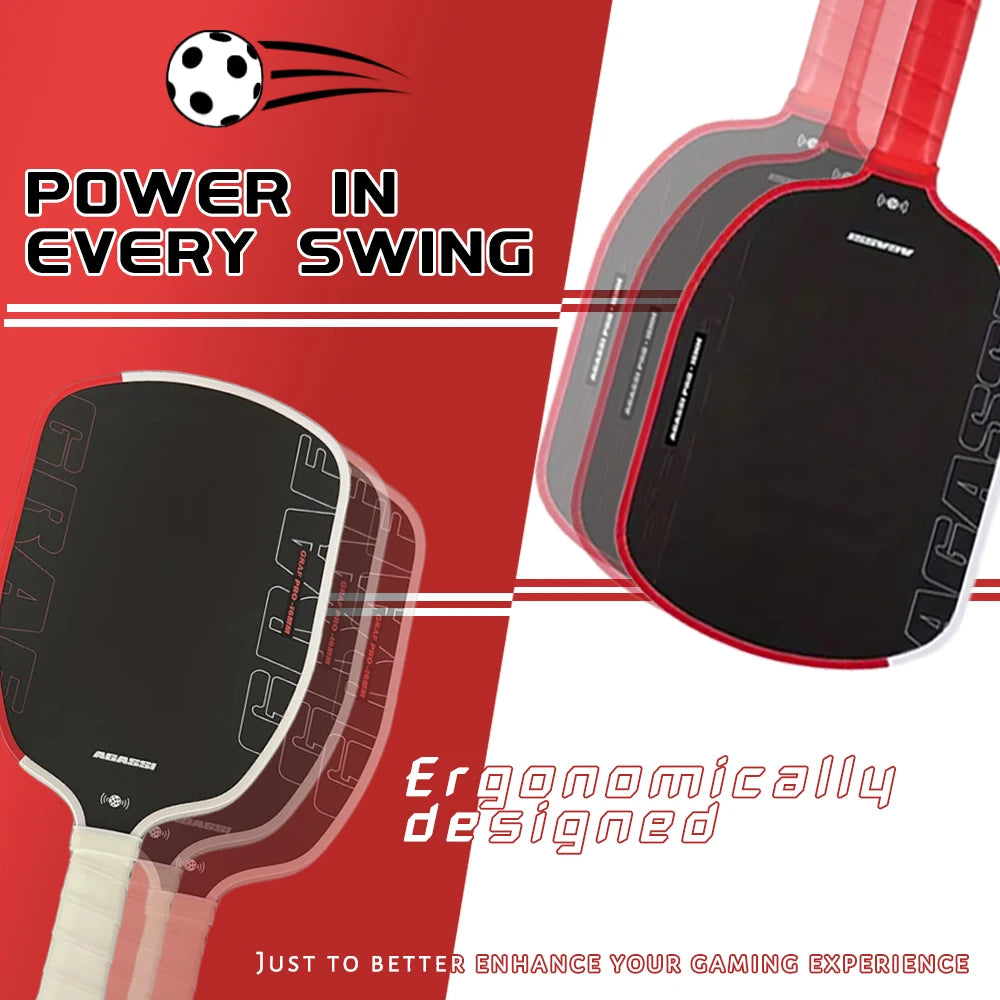Agassi pro IV Pickleball Paddle 16mm Gen 4 TFP Foam Core T700 Carbon Fiber Ergonomic Grip Design for Increased Power And Spin