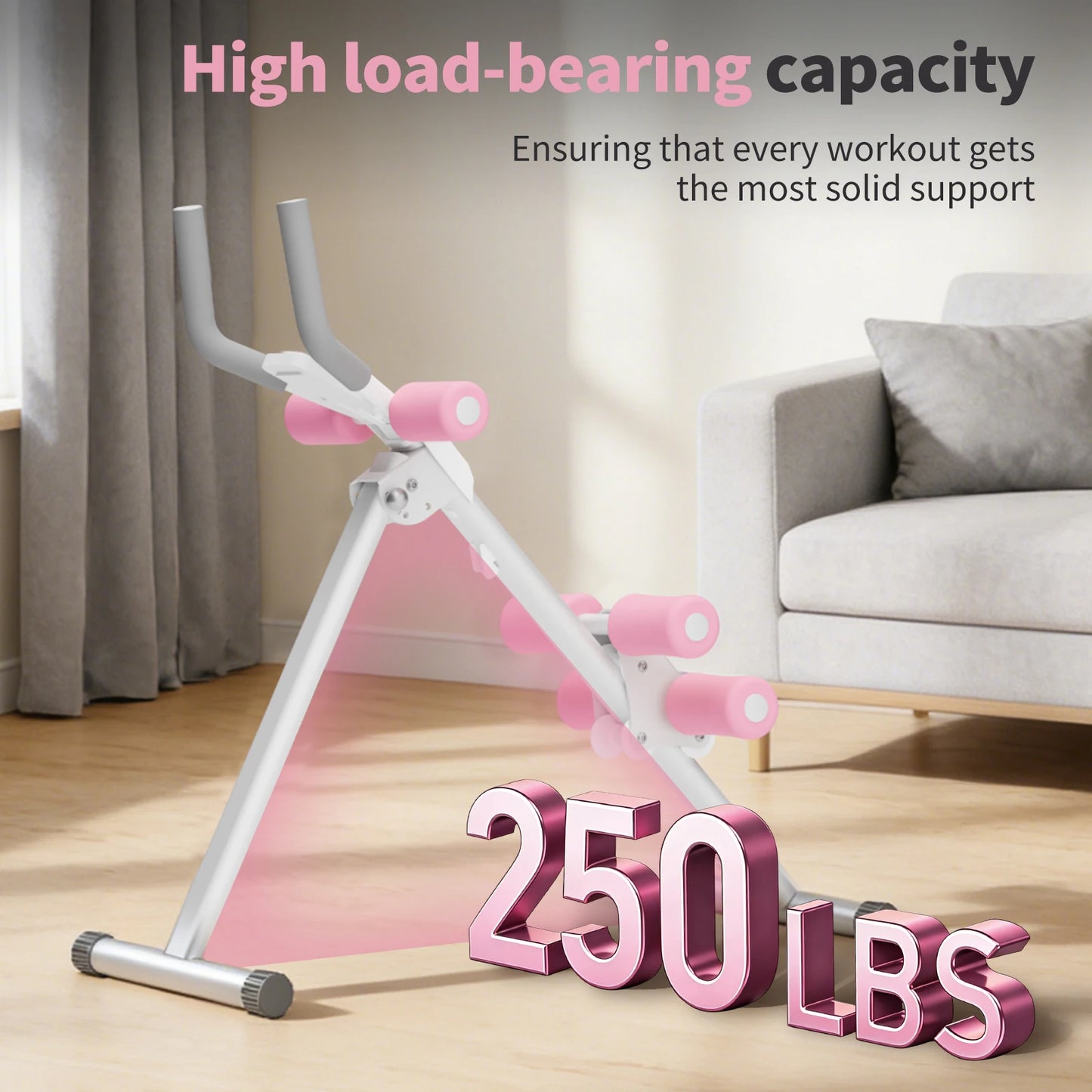 Abdominal Ab Machine Trainer Core Workout Foldable Home Gym Equipment 4-Level Waist Toner with Knee Protection 250 lbs Capacity for Men & Women