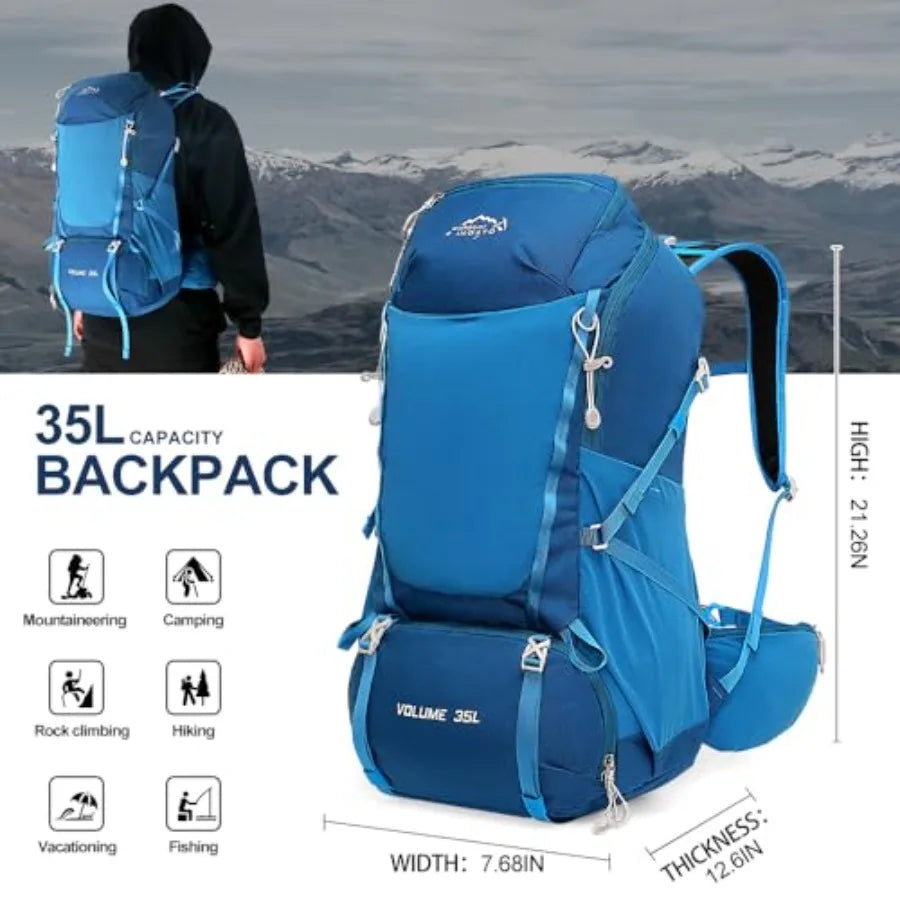 Hiking Backpack With Waterproof Rain Cover For Men Outdoor Travel