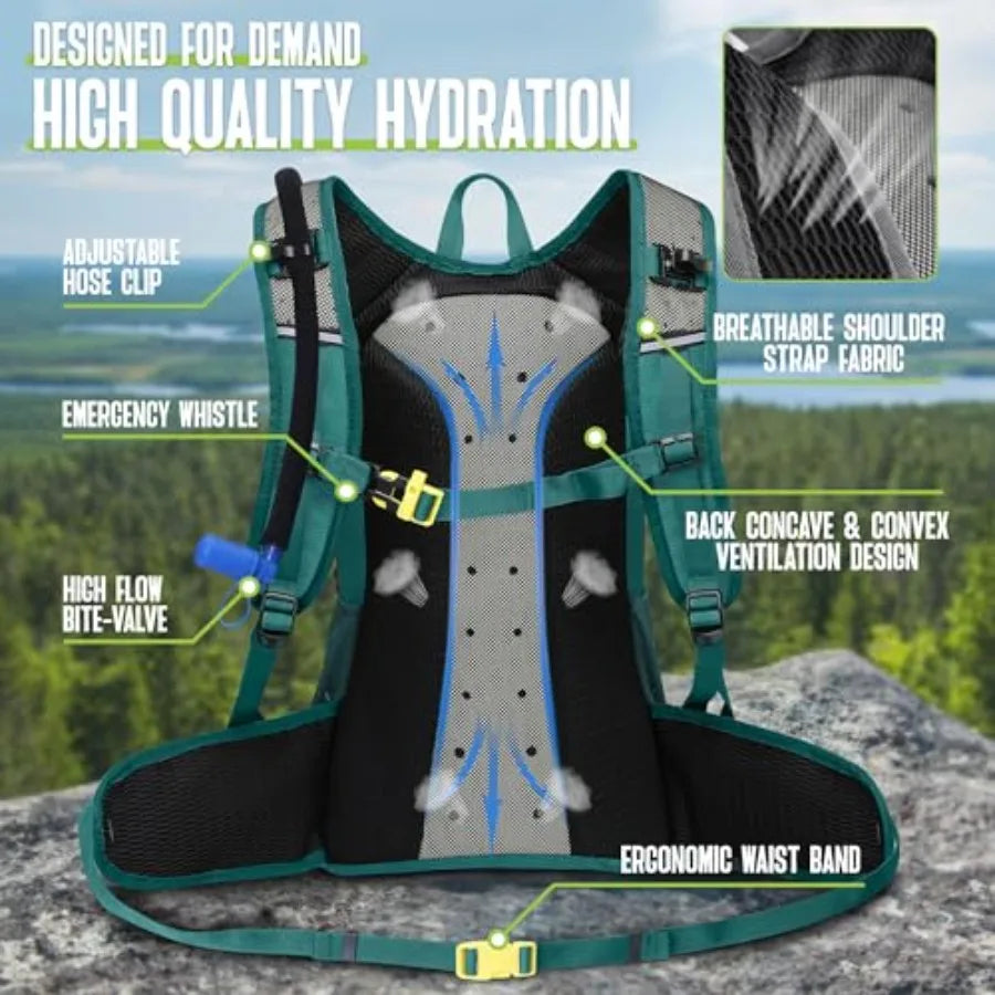 Hydration Backpack for Hiking With Durable Water Bladder System