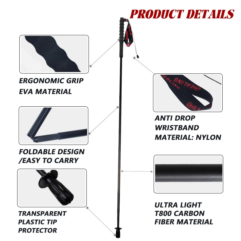 Okhealing Carbon Fiber Foldable Trekking Poles For Hiking And Trail