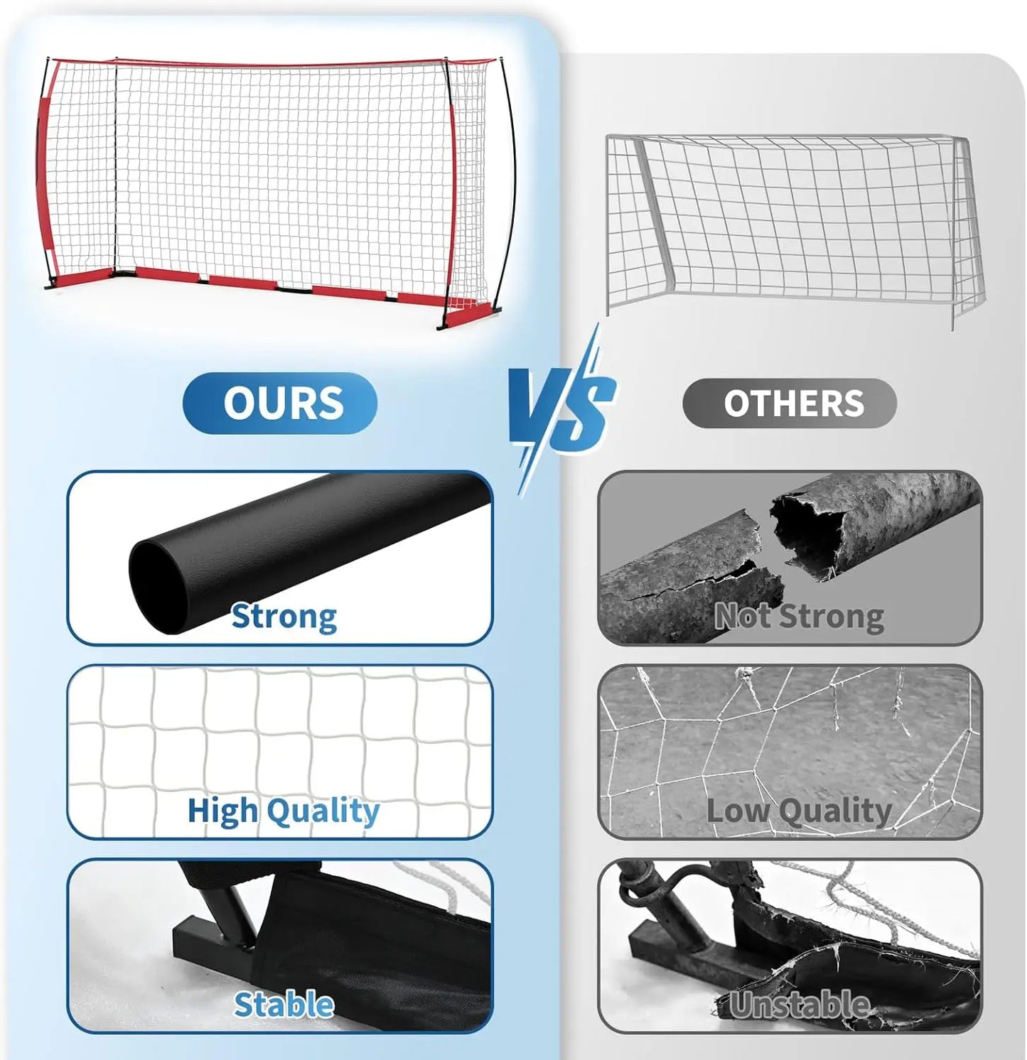HiMISS Steel Competition Soccer Goal Foldable HeavyDuty With Metal Frame