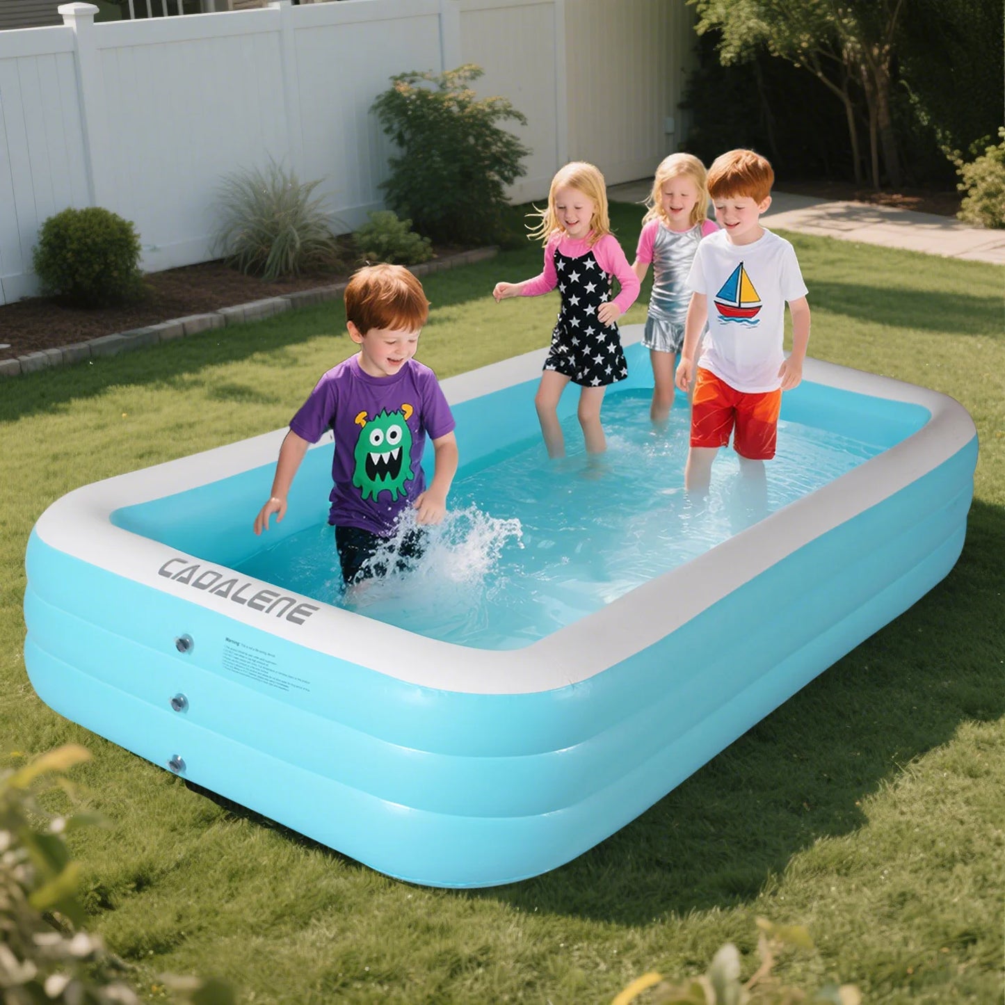 Inflatable Swimming Pool, Rectangular, Blue, Outdoor Garden Backyard Water Party, for Kid Adult Family