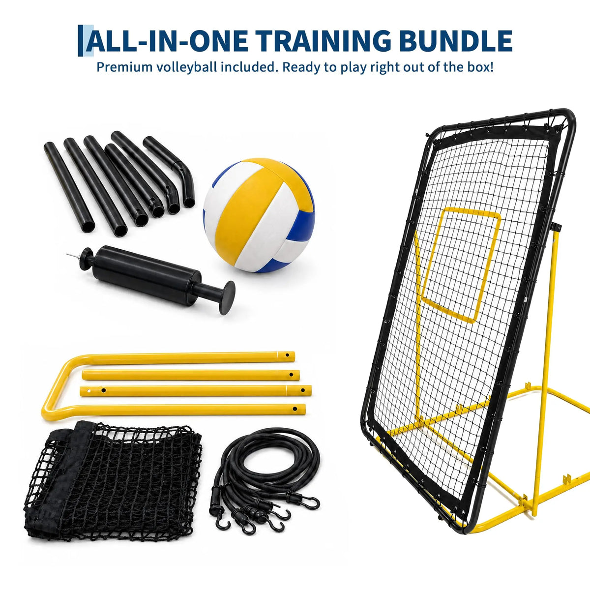 Adjustable Volleyball Rebounder Net for Passing, Serving, and Spiking Practice