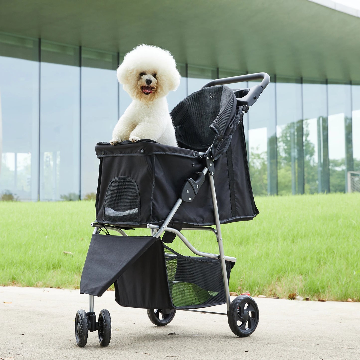 Three Wheel Foldable Pet Stroller For Small Dogs Cats