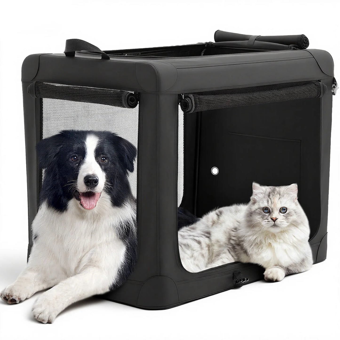 JHK Foldable Soft Dog Crate With 3 Doors Portable Indoor Kennel