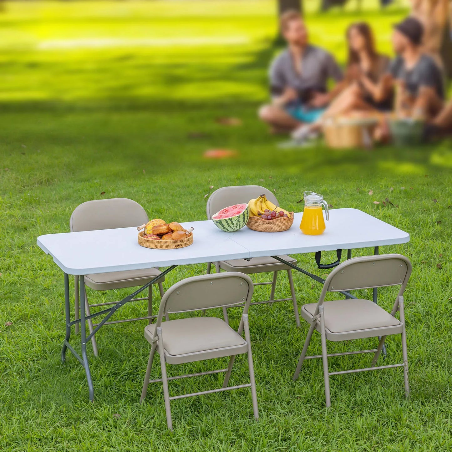 JHK Portable Folding Table Outdoor Indoor Heavy Duty Carrying Handle
