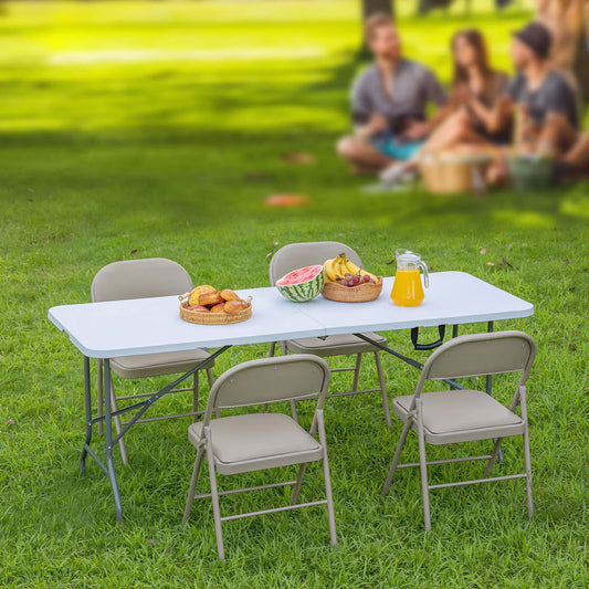 JHK Portable Folding Table Outdoor Indoor Heavy Duty Carrying Handle