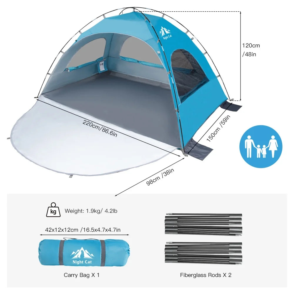 Night Cat Portable Beach Camping Tent With UV Protection