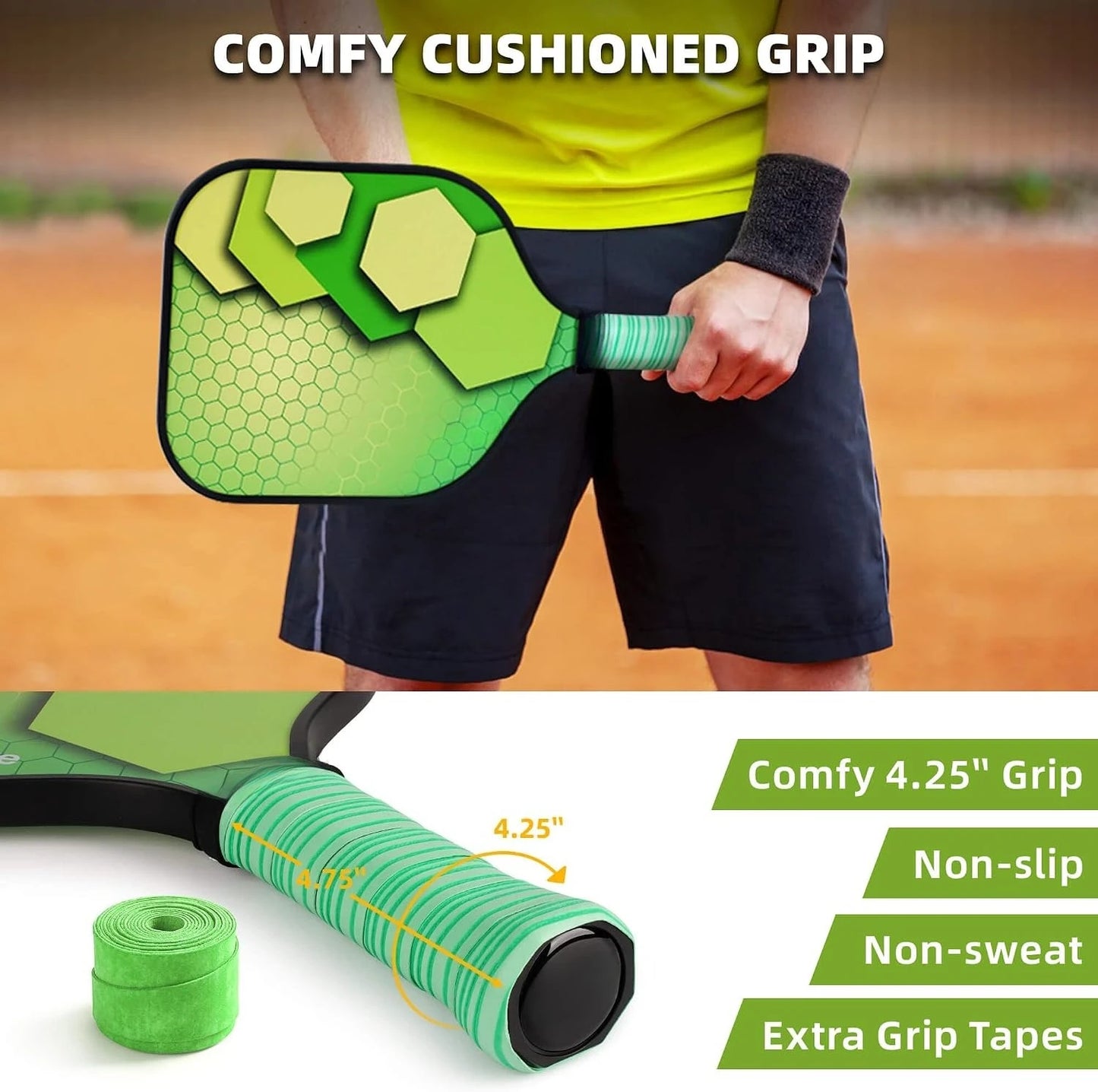 USAPA Approved Fiberglass Pickleball Paddle Set With Extra Balls