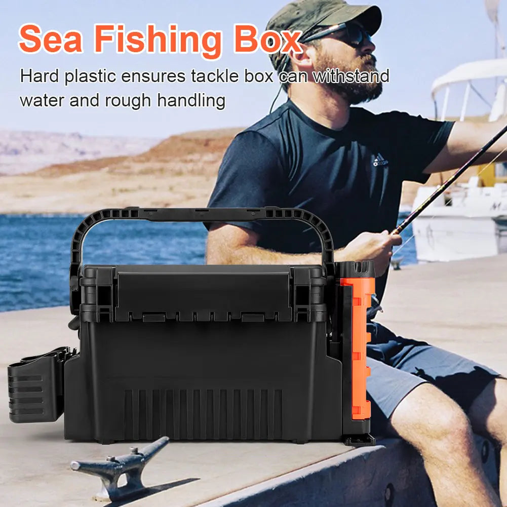 Alilee Two Tier Fishing Tackle Storage Box With Rod And Cup