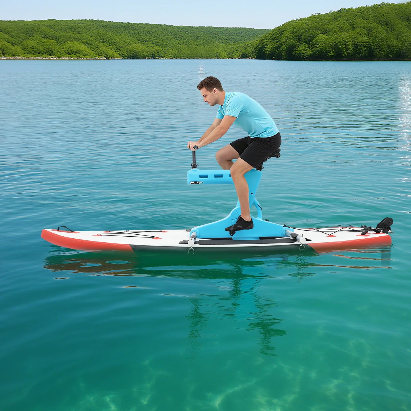 One Person Water Bicycle With Adjustable Seat And Rotating Handlebars