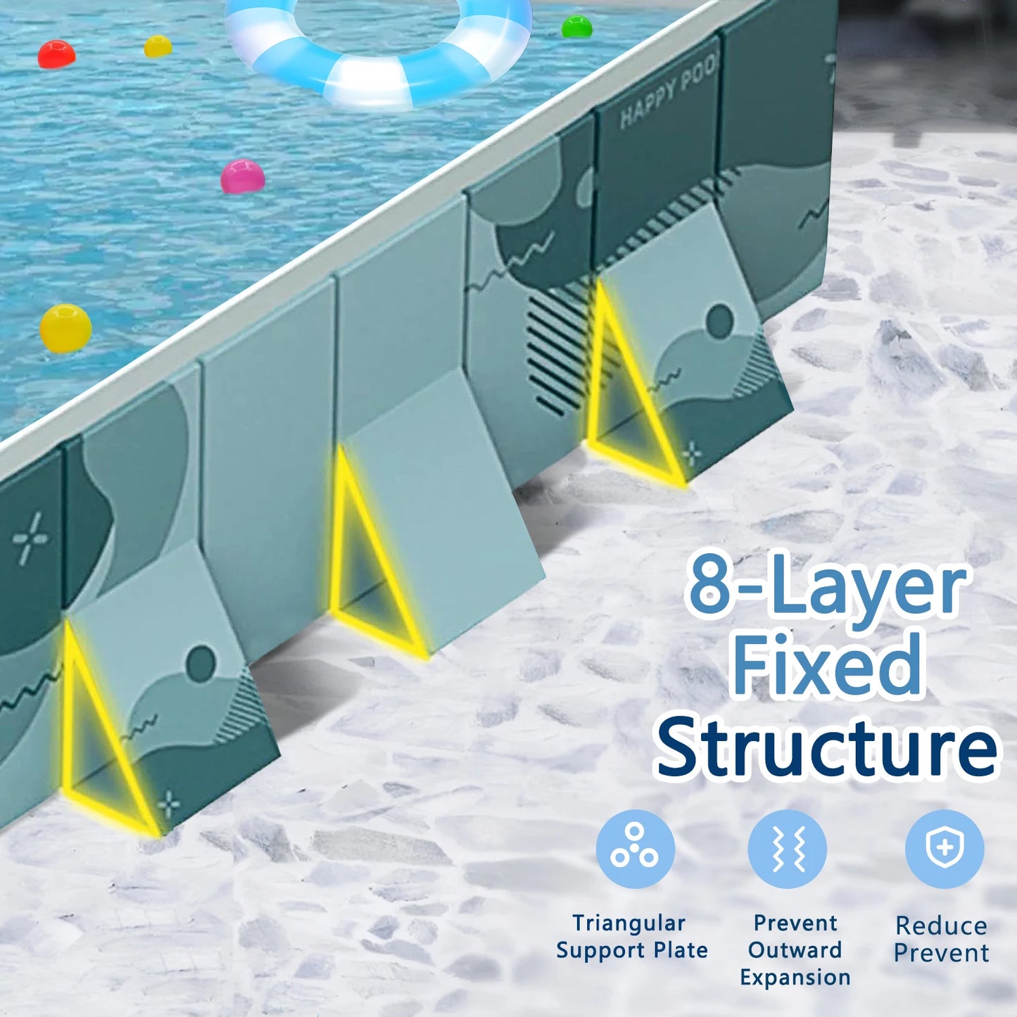 Foldable Rectangular Family Pool For All Ages Above Ground