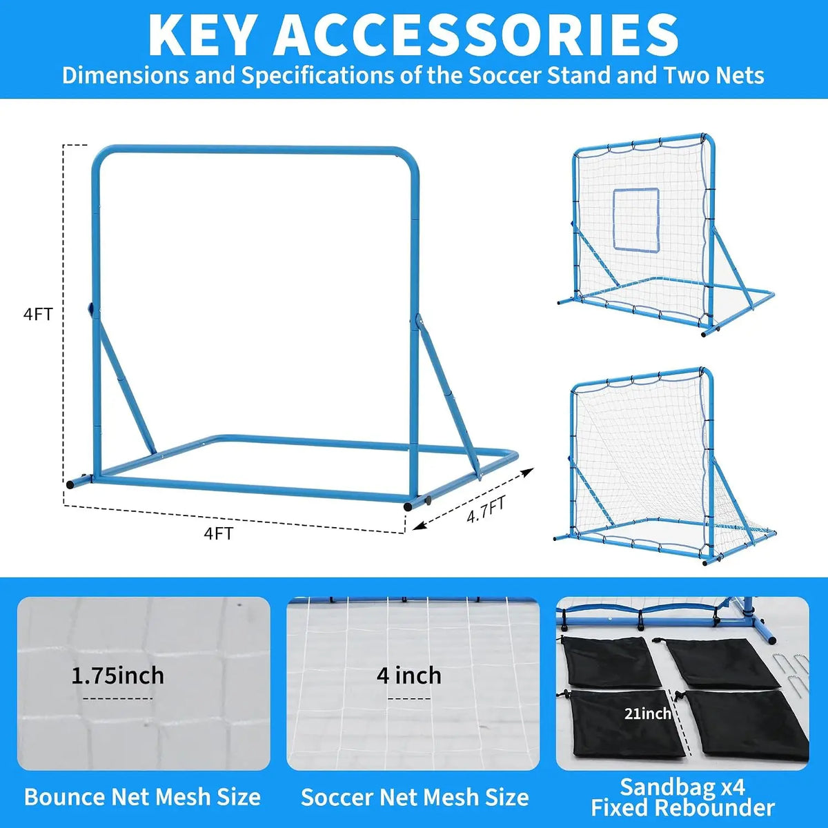 Tacleekii Multi Sport Rebounder Net for Soccer Baseball Volleyball Training