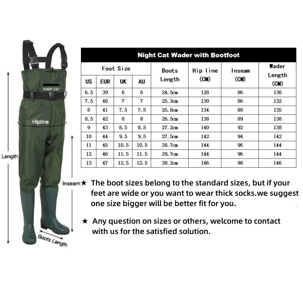 Night Cat Waterproof Chest Wader For Men Women Hunting Farm