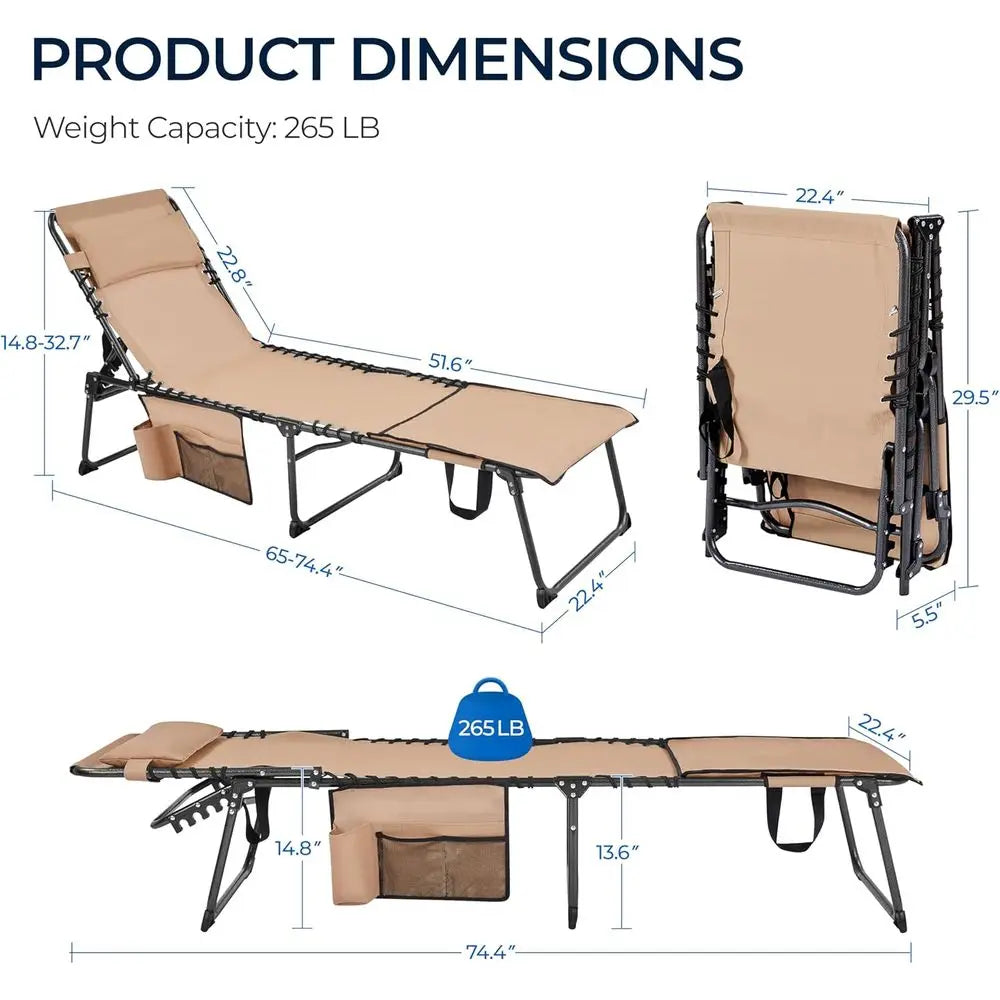 Adjustable Folding Outdoor Tanning Chair With Face Cutout Hole