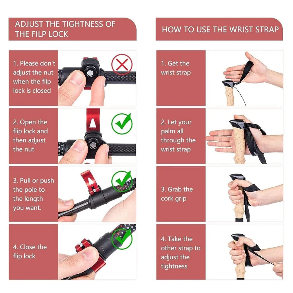 Naturehike Ultralight Carbon Fiber Trekking Poles Telescopic Folding