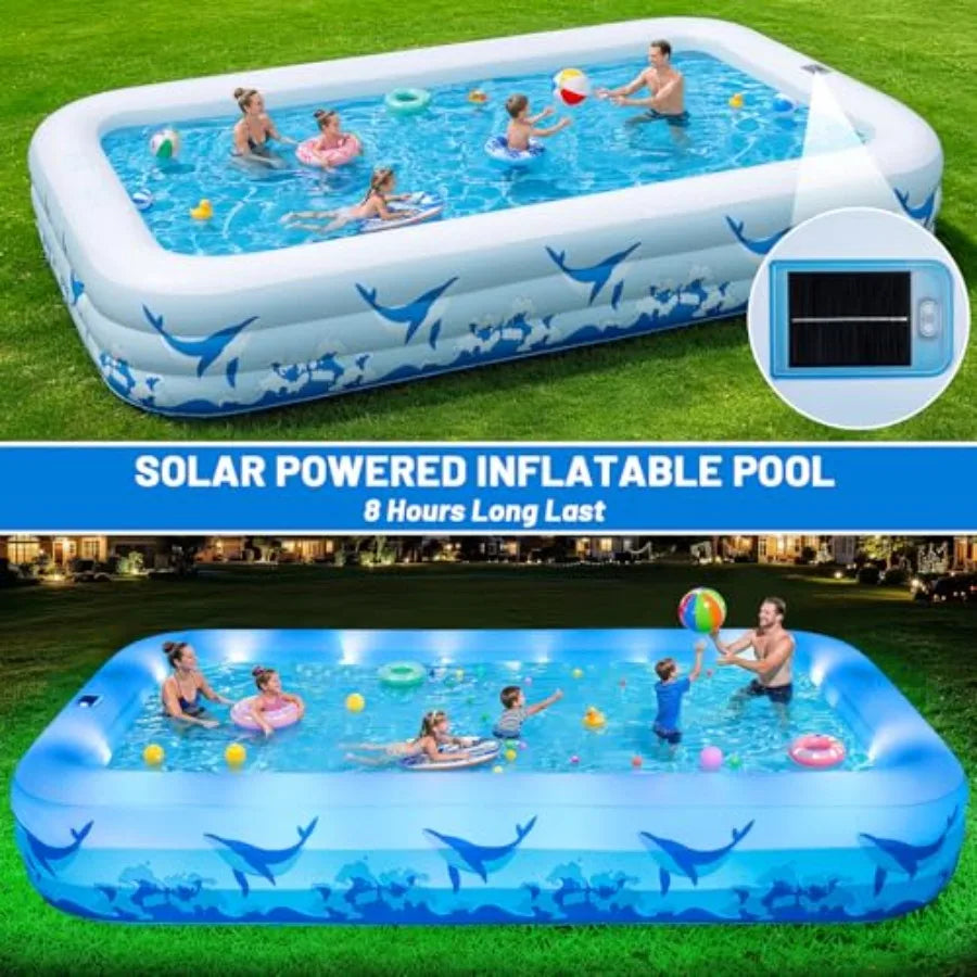 Inflatable Backyard Pool for Kids and Adults With LED Lights