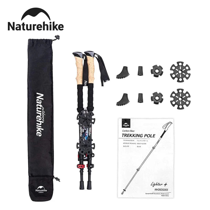 Naturehike Ultralight Carbon Fiber Trekking Poles Telescopic Folding