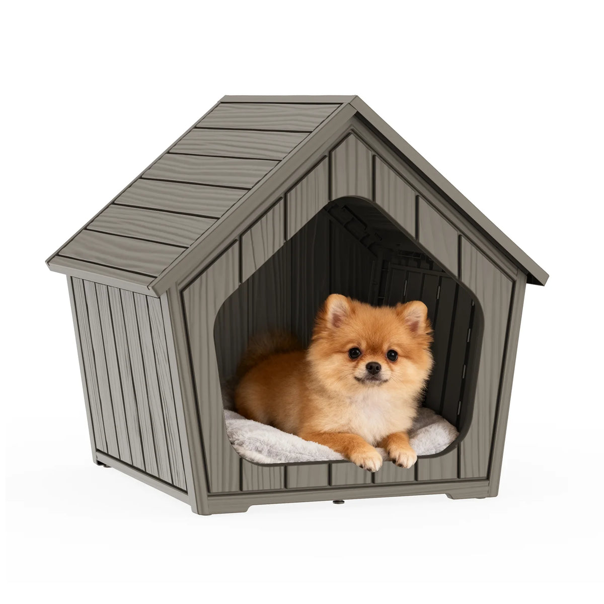 Gable Roof Plastic Dog House With Waterproof Outdoor Shelter