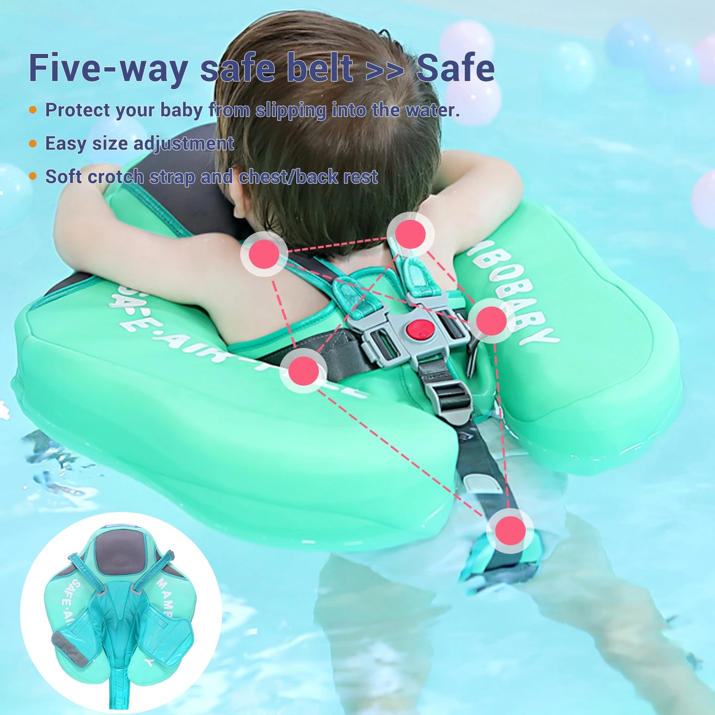Mambobaby Baby Float With Sunshade Canopy and Crotch Strap