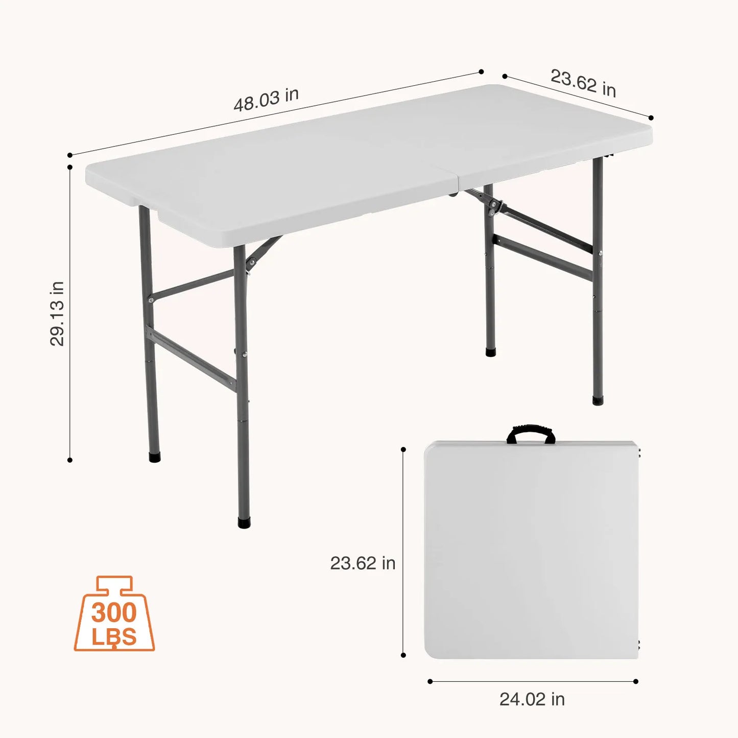 JHK Portable Folding Table Outdoor Indoor Heavy Duty Carrying Handle