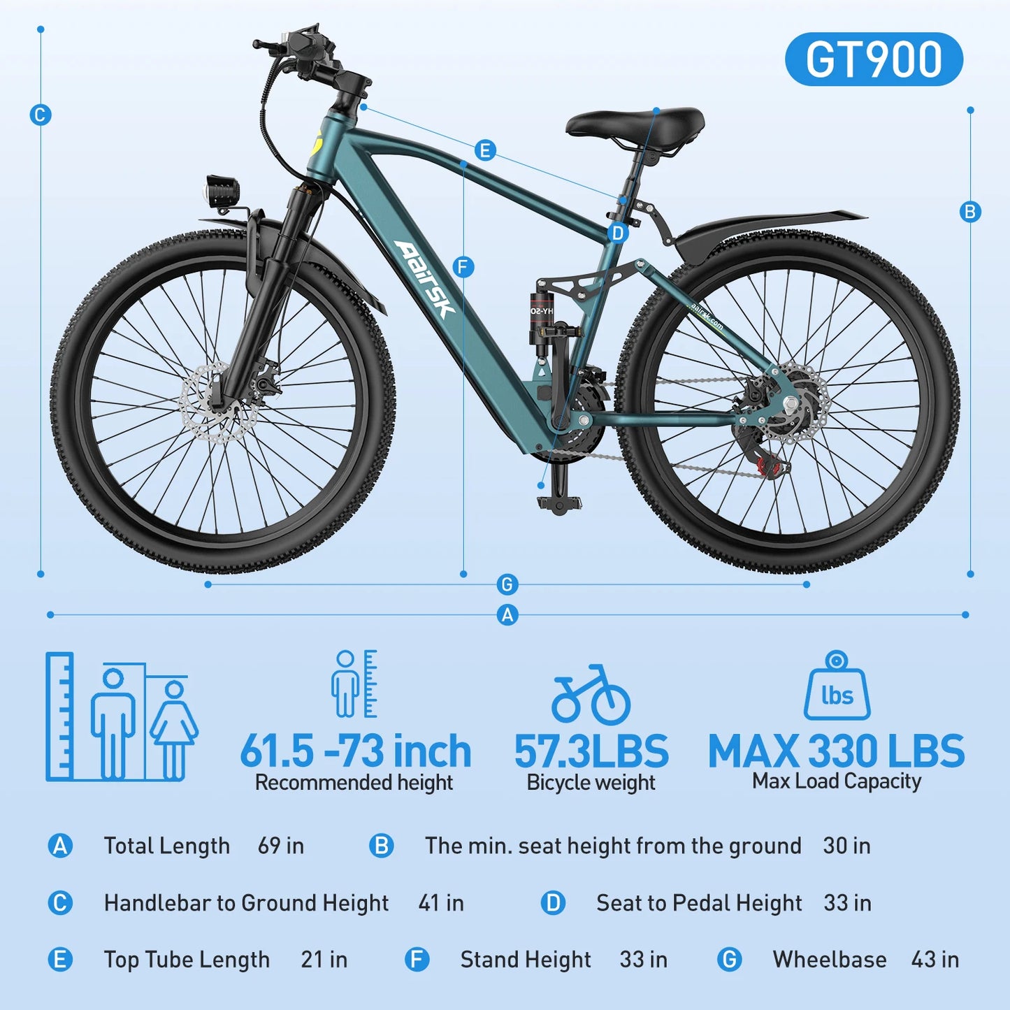 Aairsk GT900 400W All Terrain Offroad Electric Bicycle