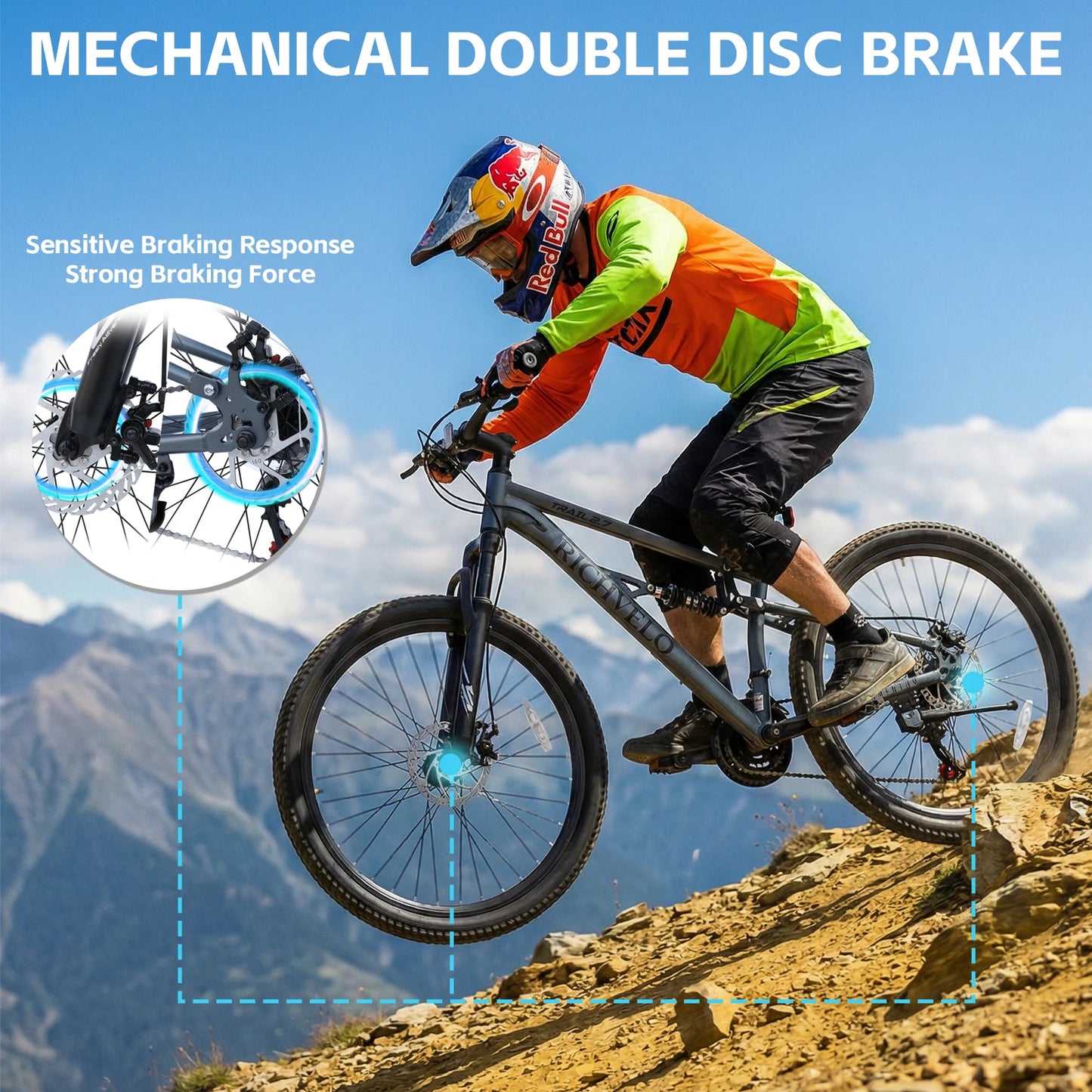 Ecarpat Full Suspension Mountain Bike 21 Speed Dual Disc Brake Steel Frame