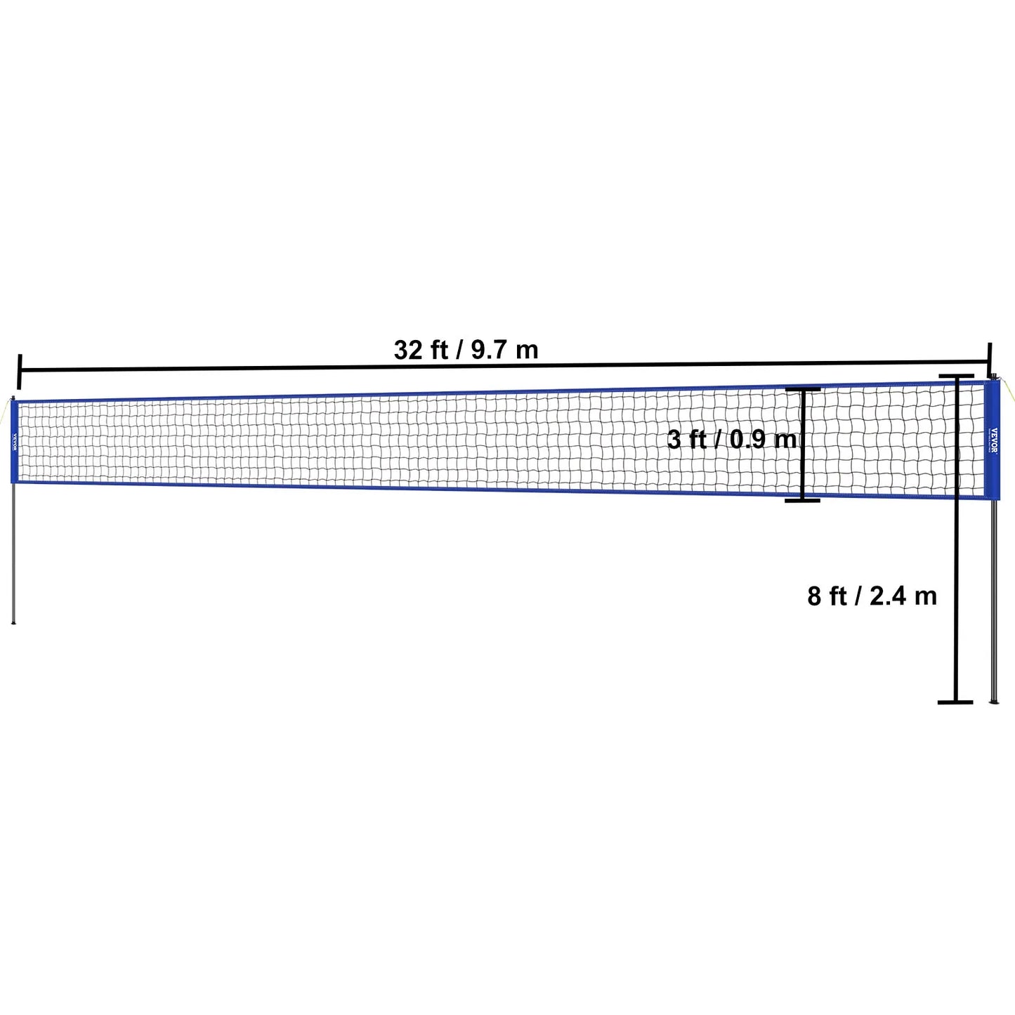 SucceBuy Outdoor Volleyball Net System With Adjustable Height Poles And PVC Pump