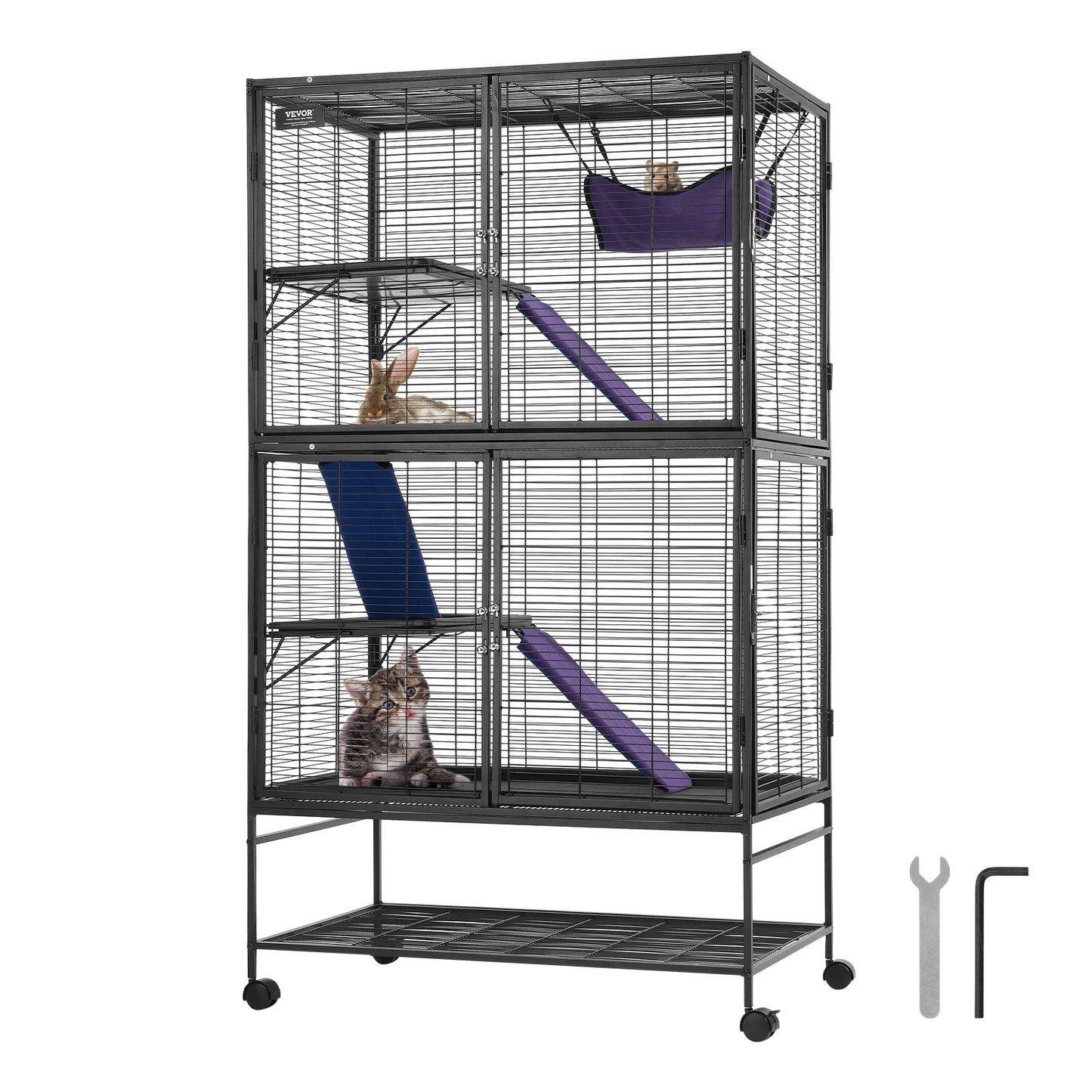SucceBuy Rolling Metal Ferret Cage 4-Tier Critter Nation Cage