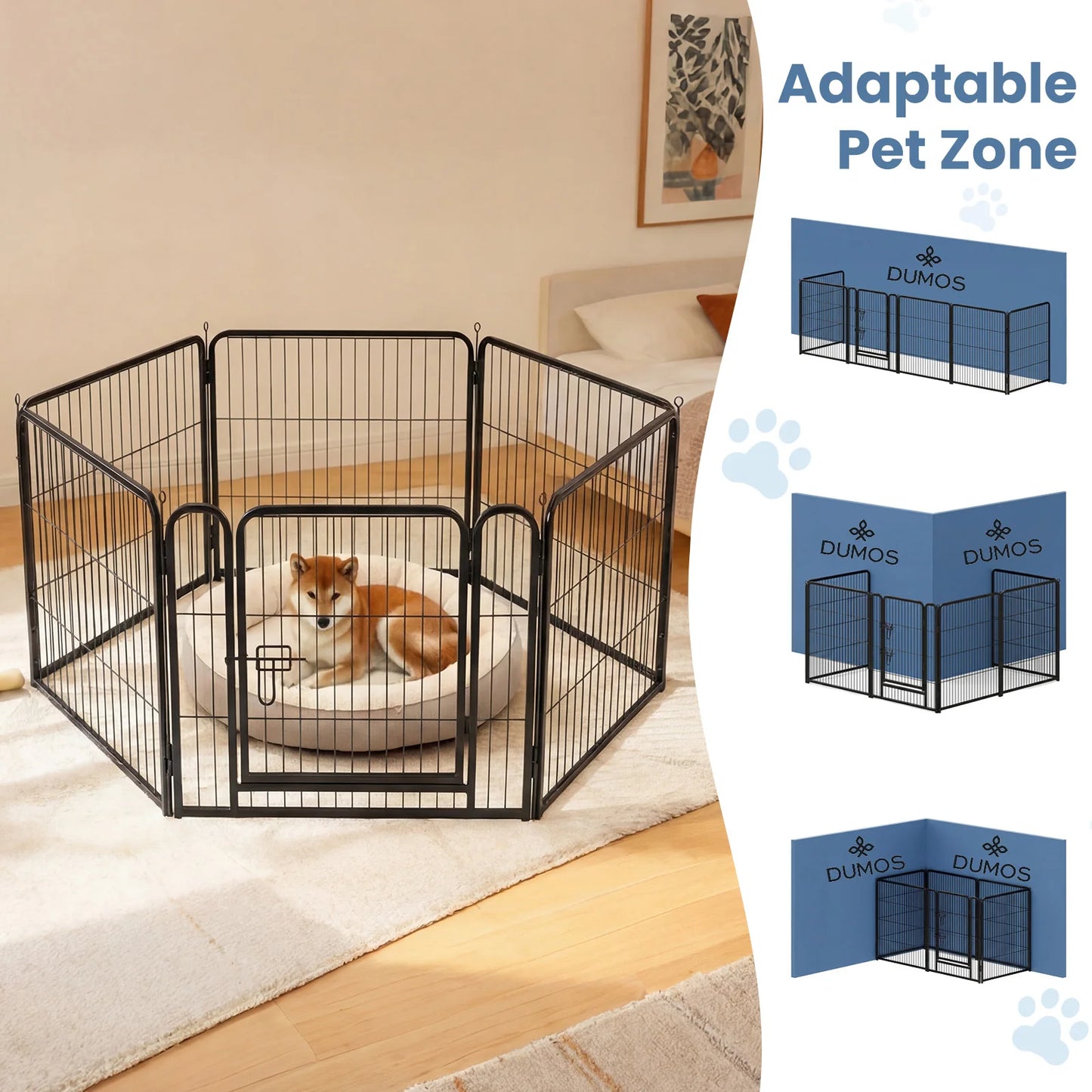 JHK Foldable Metal Dog Playpen For Indoor Outdoor Use Versatile