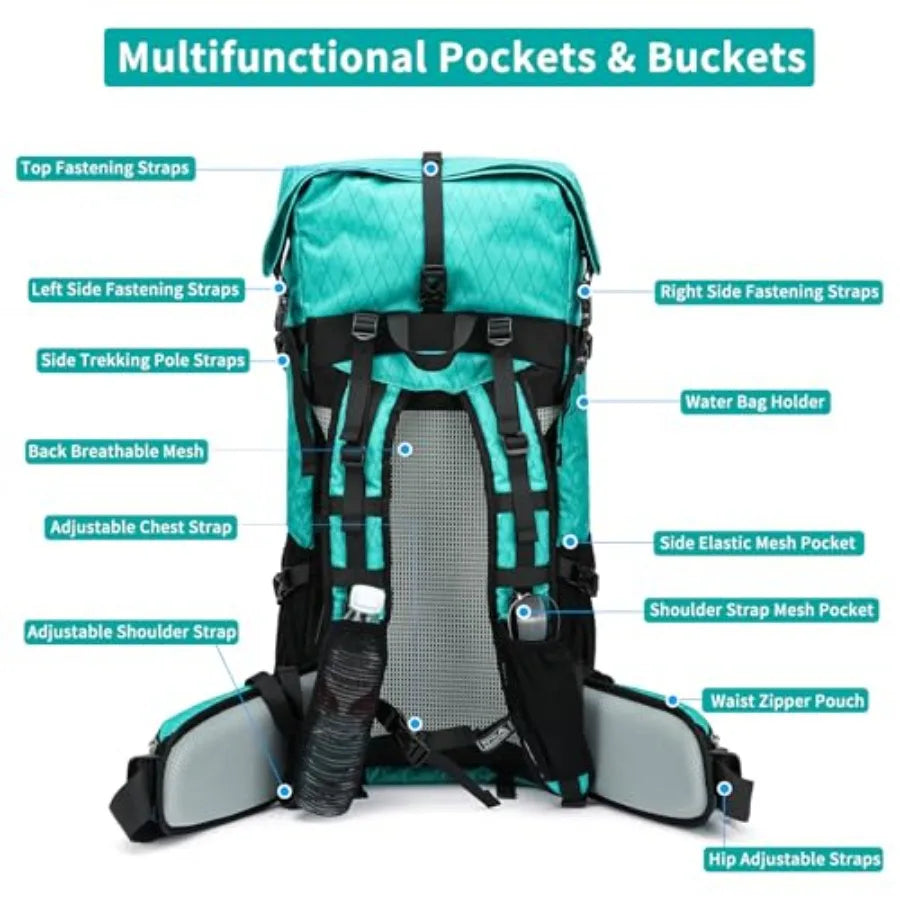 Hiking Backpack, 40L to 50L Extra Large Capacity Hiking Bag, Internal Frame Camping Backpack, Upgraded X-PAC Lightweight Sport