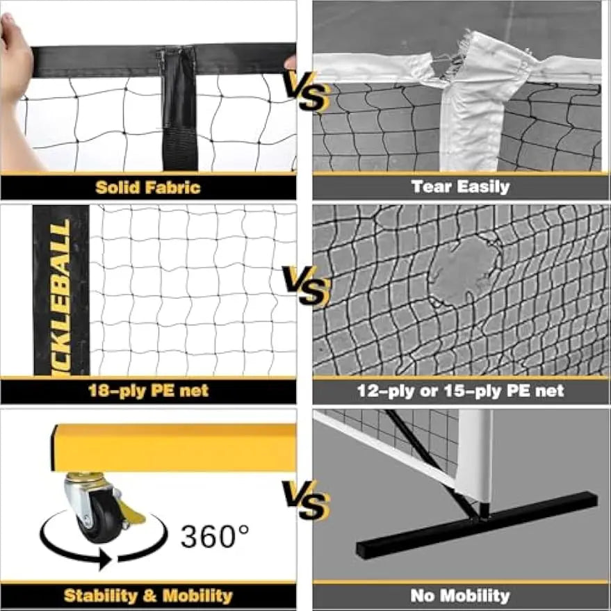 Portable Pickleball Net With Wheels And Ball Collector