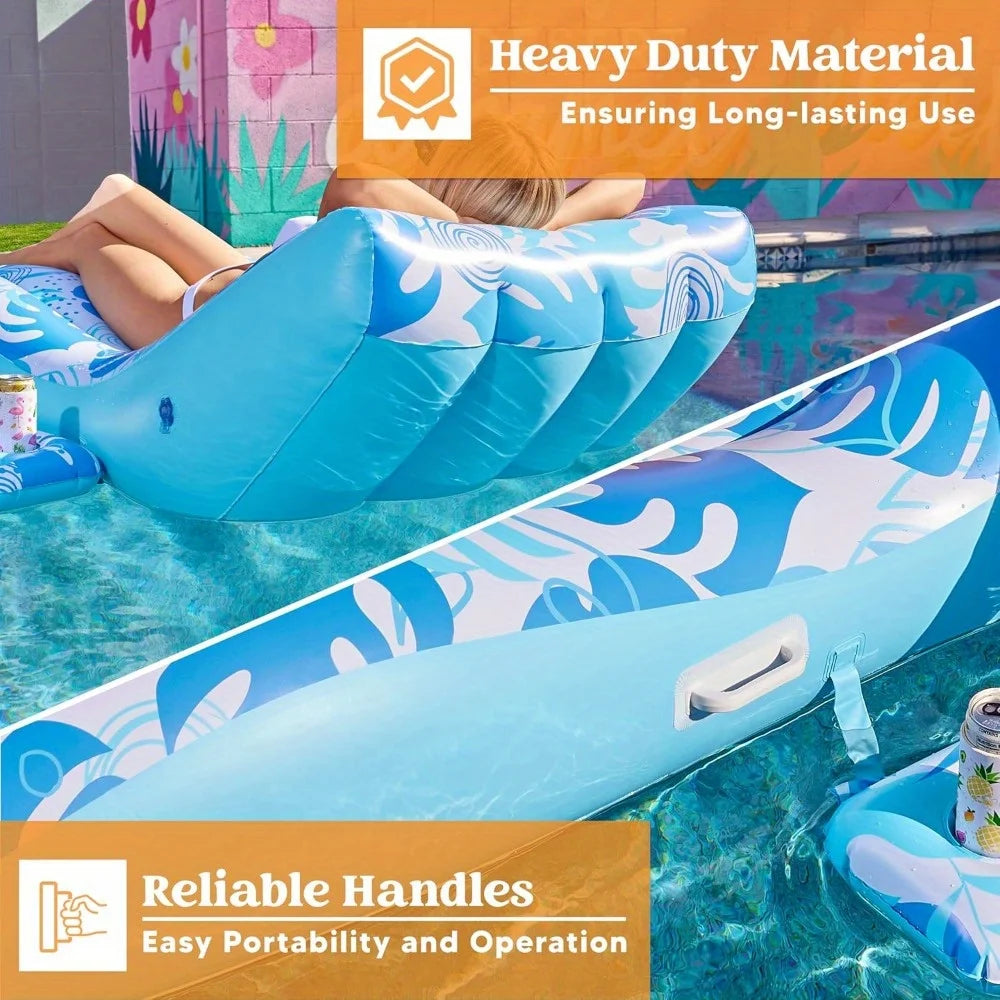 Joyfy Inflatable Pool Lounge Chair With Detachable Cup Holder