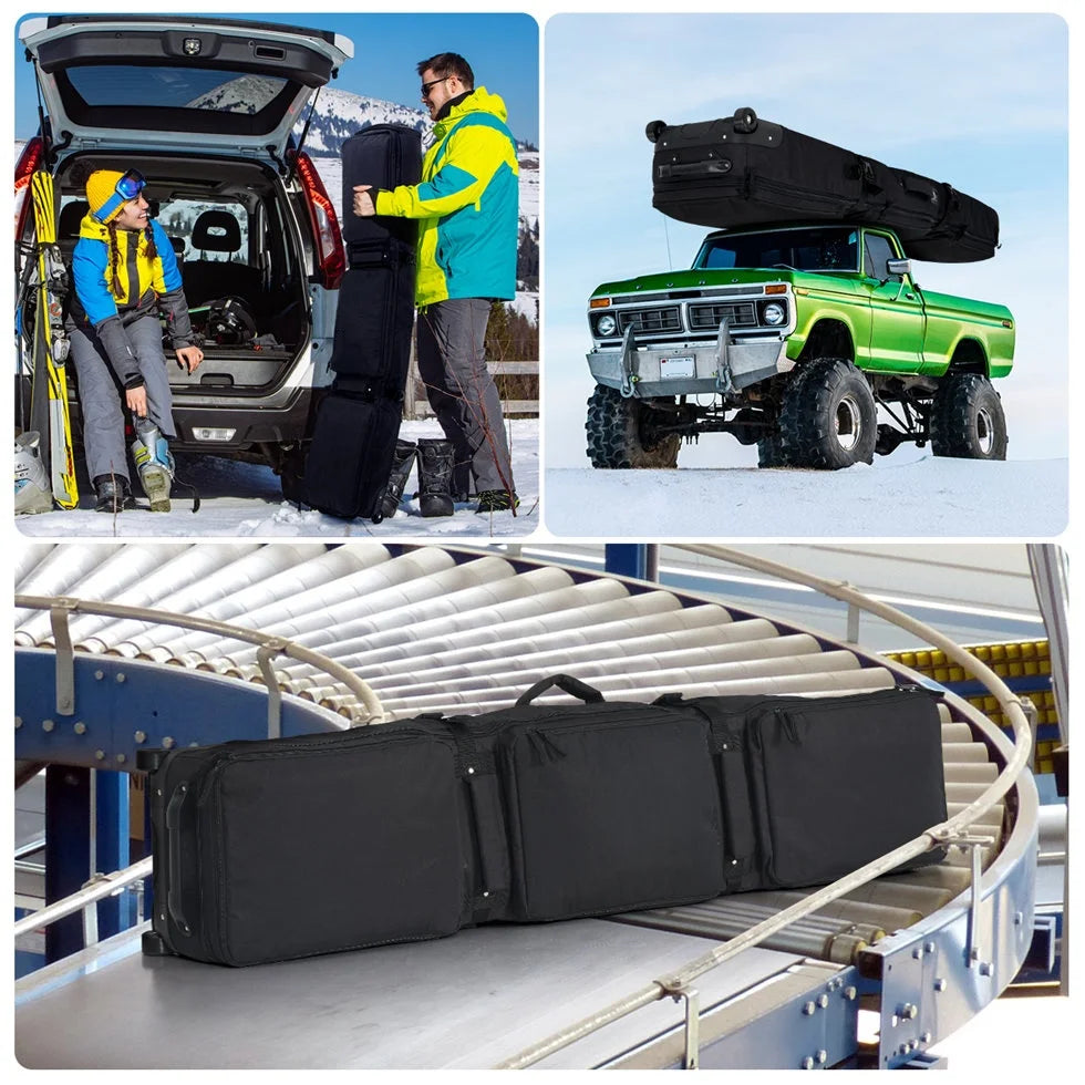 Wheeled Ski And Snowboard Bag Carrier Case For Winter Sports