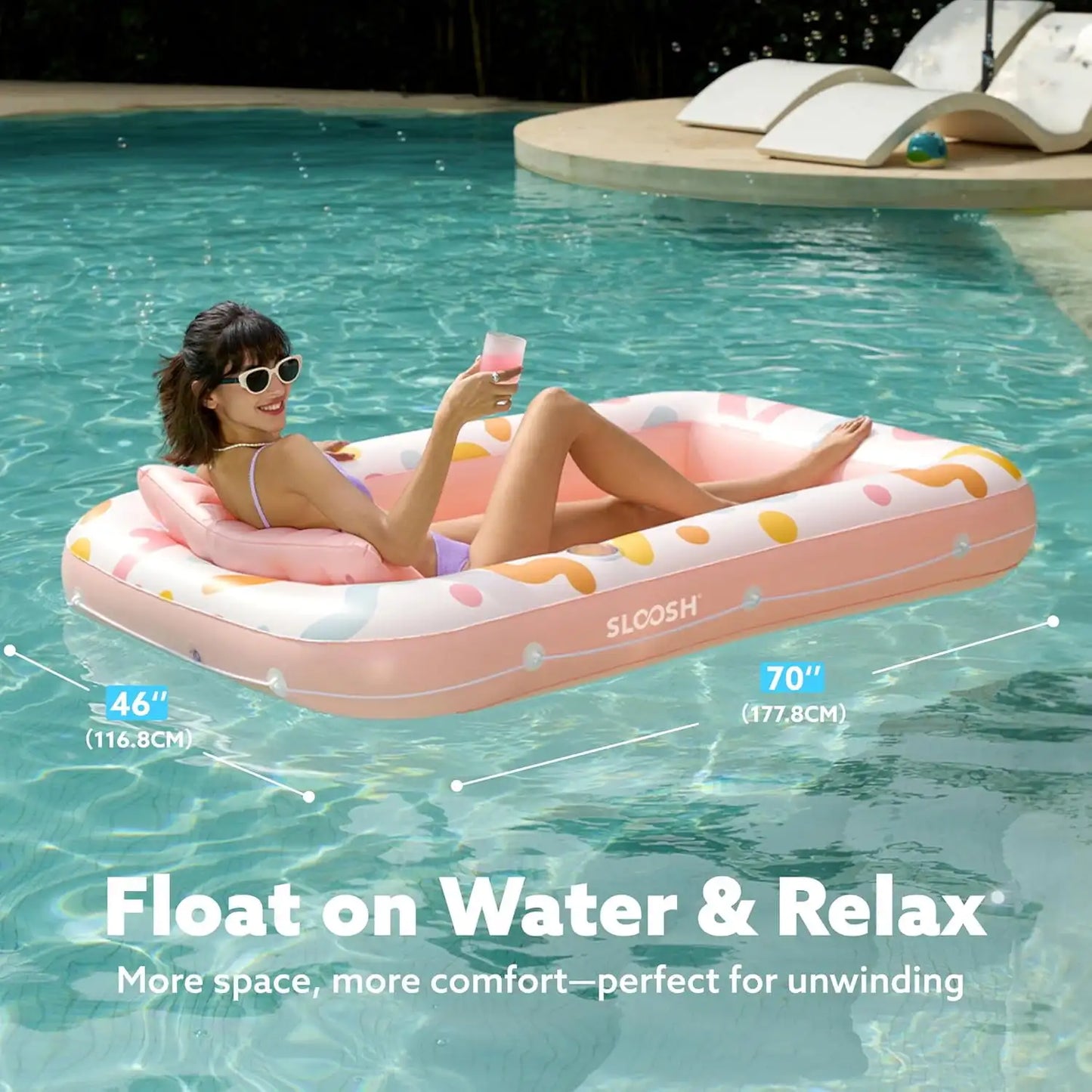 Inflatable Pool Lounger Float For Suntan Tub And Water Party