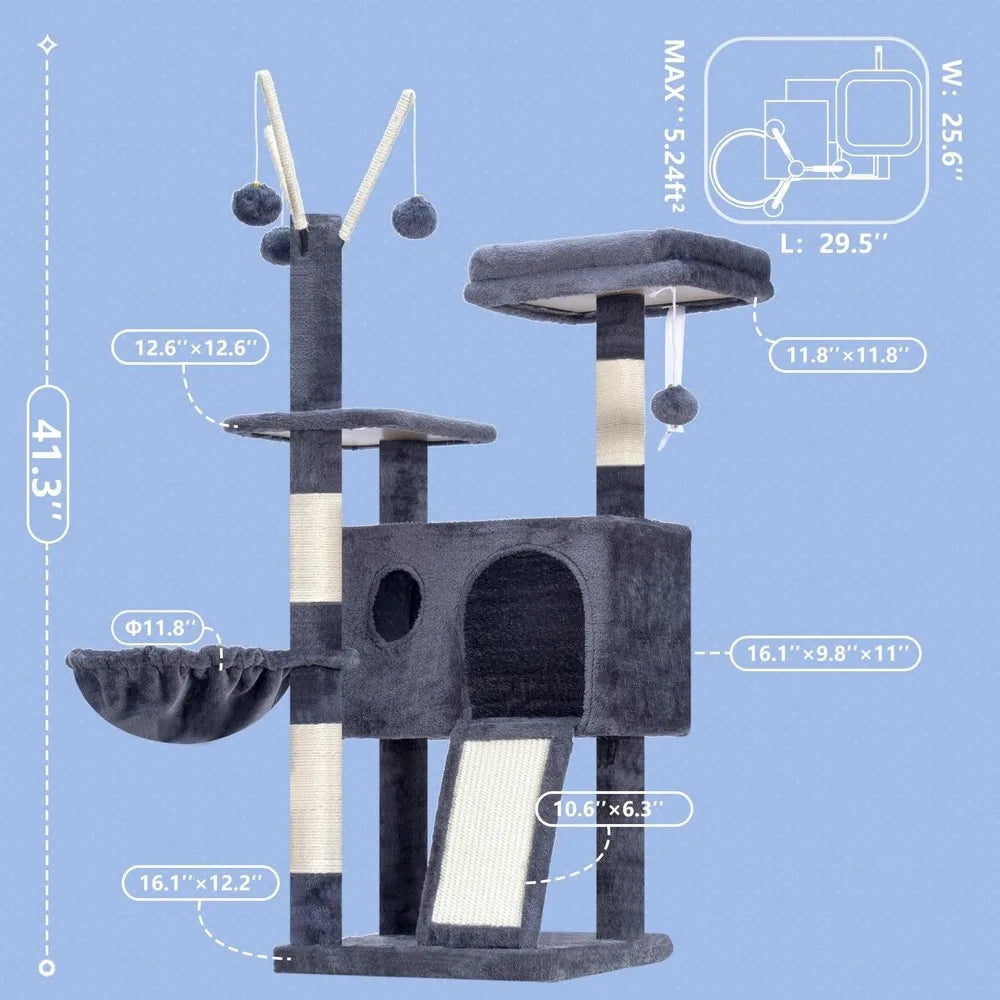 NBVCX Cat Tree Tower With Scratching Posts And Cozy Hammock