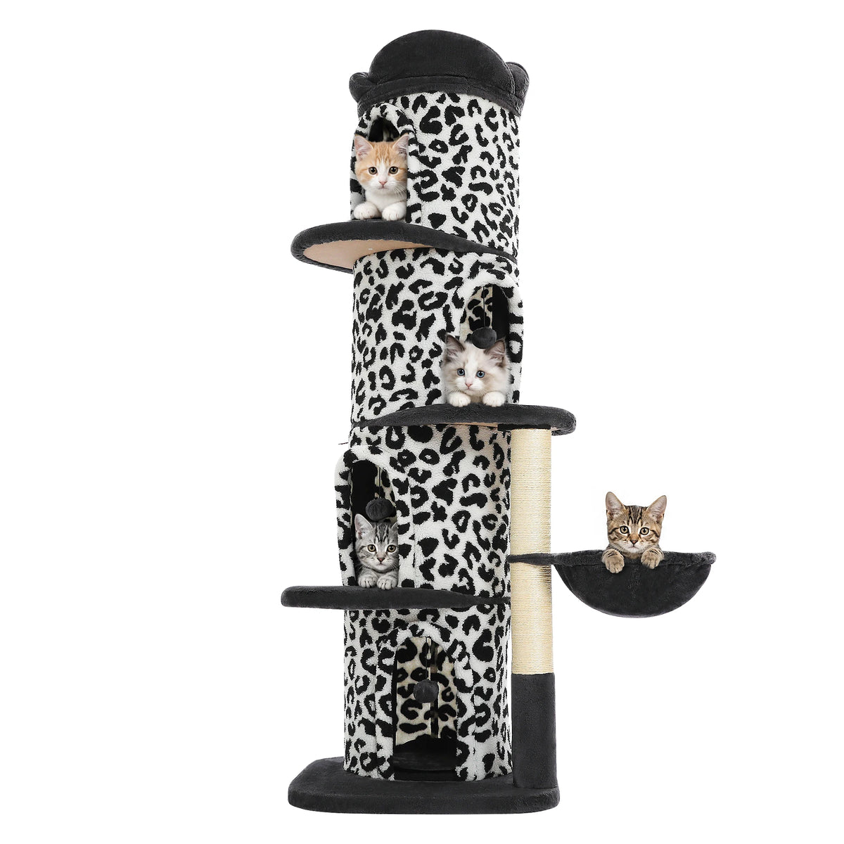 P Tall Cat Tree With Four Condos And Scratching Posts