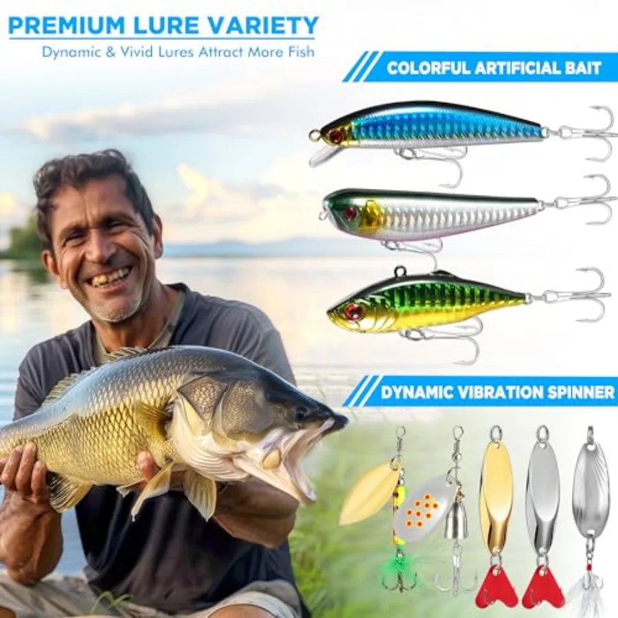 Fishing Lures, 137Pcs Tackle Box with Tackle Included, Crankbaits, Spoon, Hooks, Weights and Other Accessories, Fishing Bait Lu