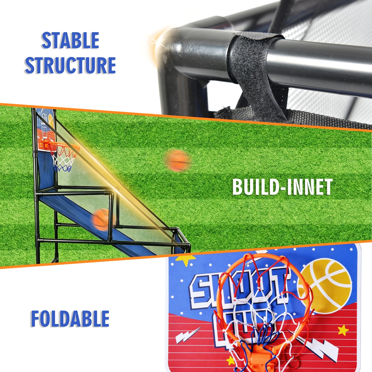 Kids Indoor Basketball Arcade Game With Foldable Hoop And Pump