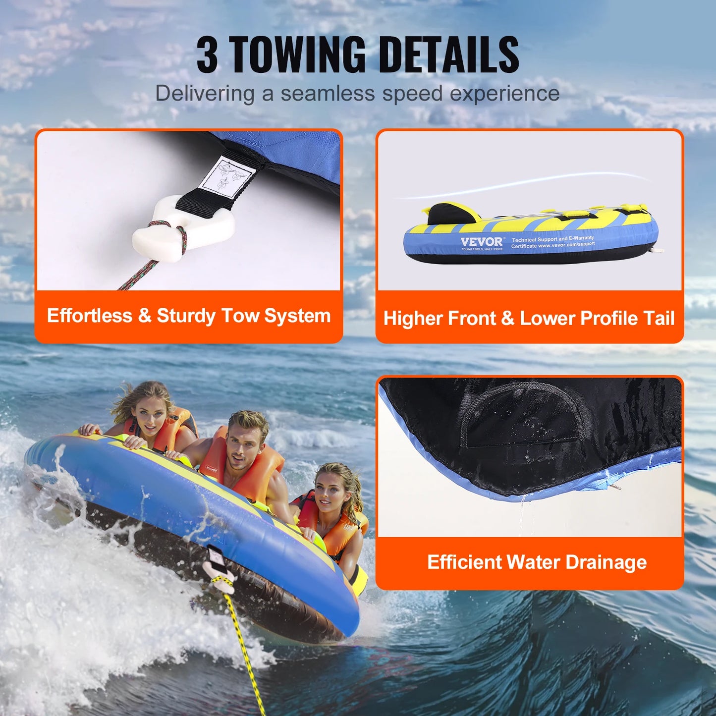 SucceBuy Towable Tube For Boating With Bumper Fins