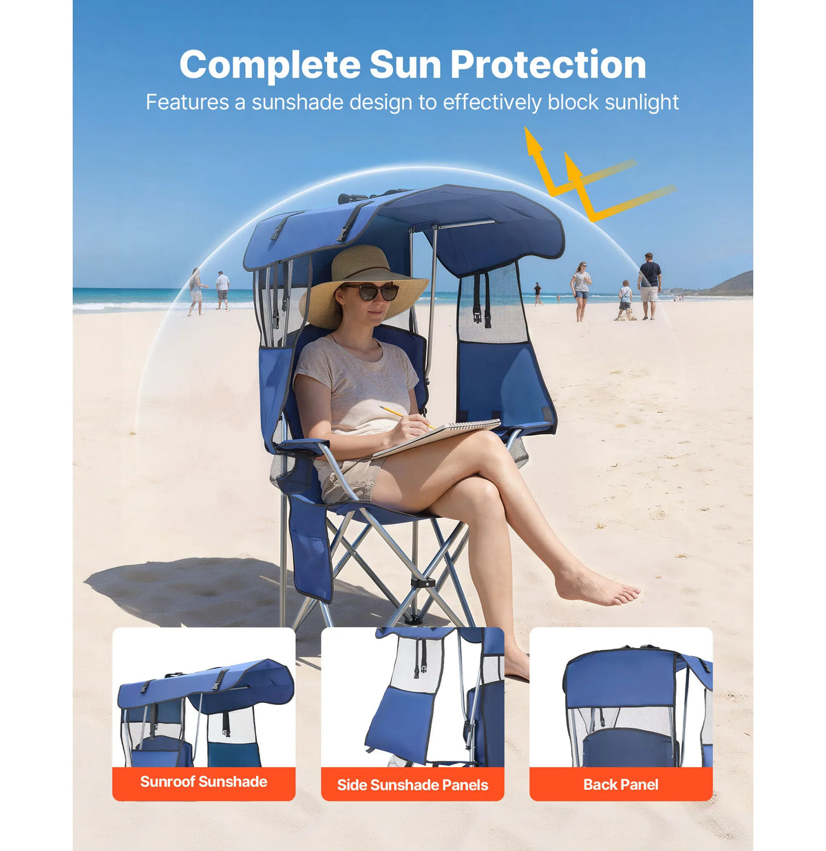 SucceBuy Canopy Camping Chair With Cup Holders And Magazine Pocket